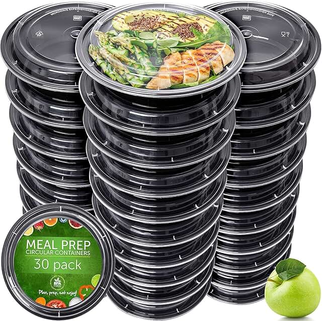 Prep Naturals Meal Prep Containers - Dishwasher-Safe Plastic Bowls with ...