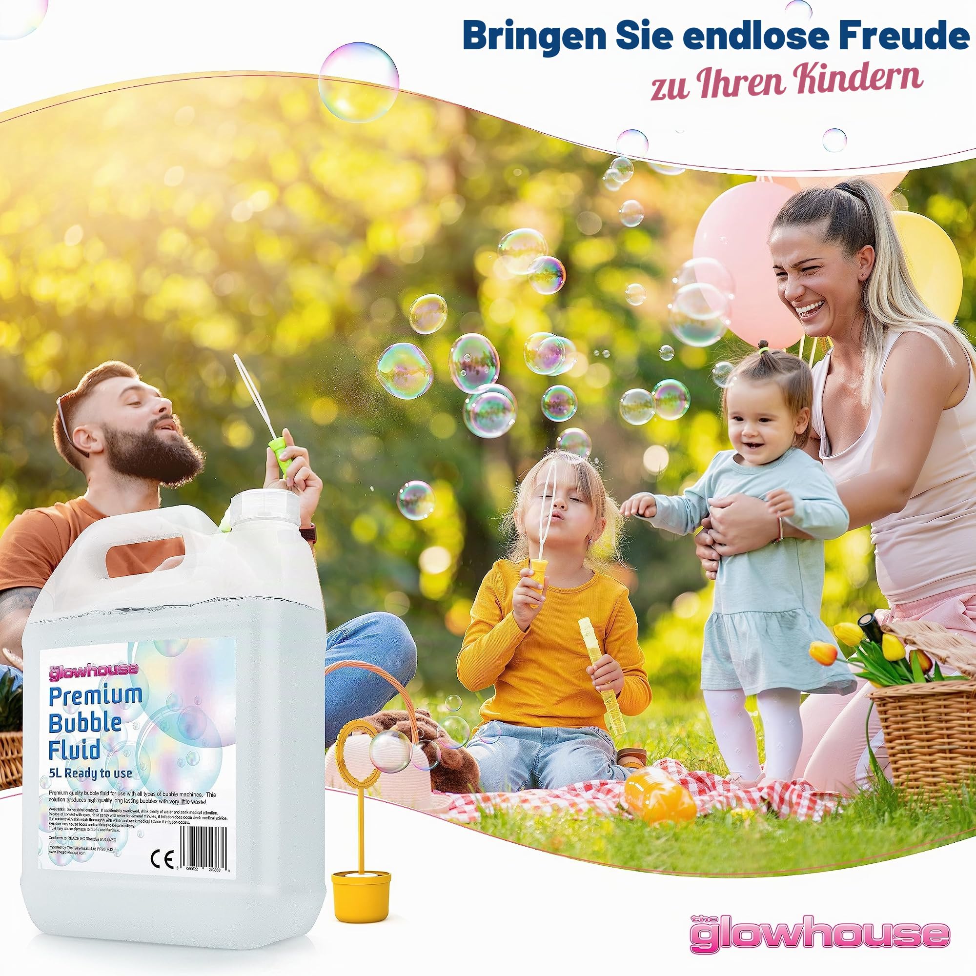 Premium Qualität 5 Liter Seifenblasenflüssigkeit für Kids - Bubble Solution für Bubble Machine und Mix