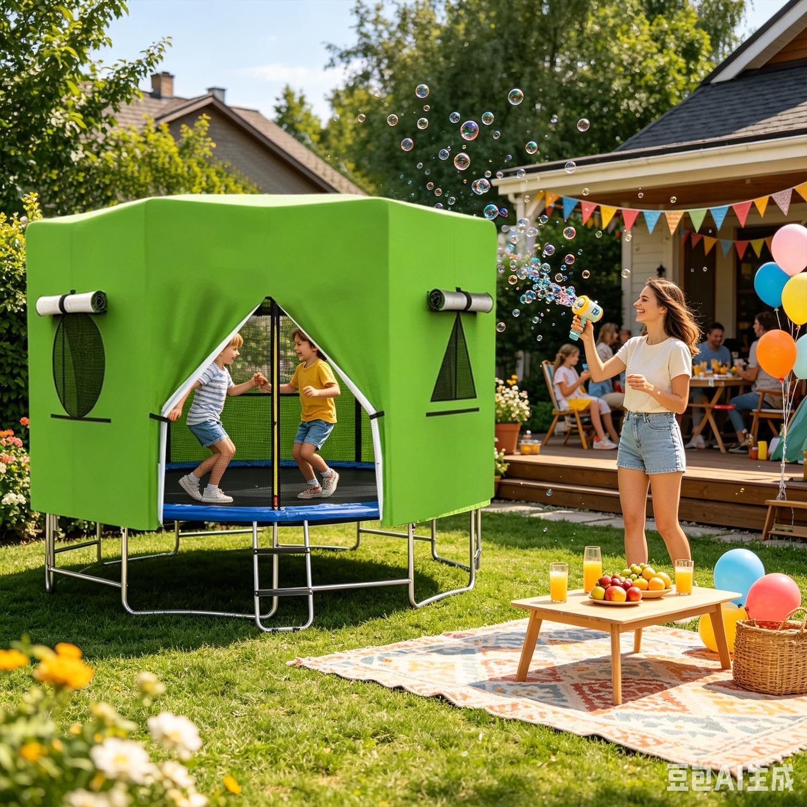 Trampolin Zeltabdeckung Outdoor UV-Blockierung Winddicht Luftstrom-Überdachung inkl | Trampolin-Dach für Spielplatz, Fitnessstudio, Terrasse, Hof, Outdoor, Camping, Hinterhof, Indoor