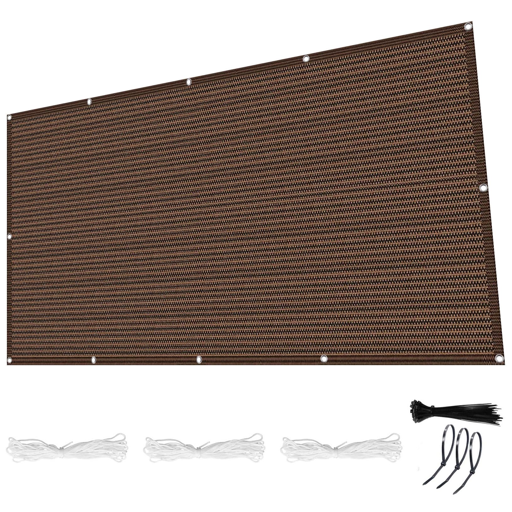 Voile d'ombrage avec oeillets 1.6 x 4 m protection UV auvent extérieur marron
