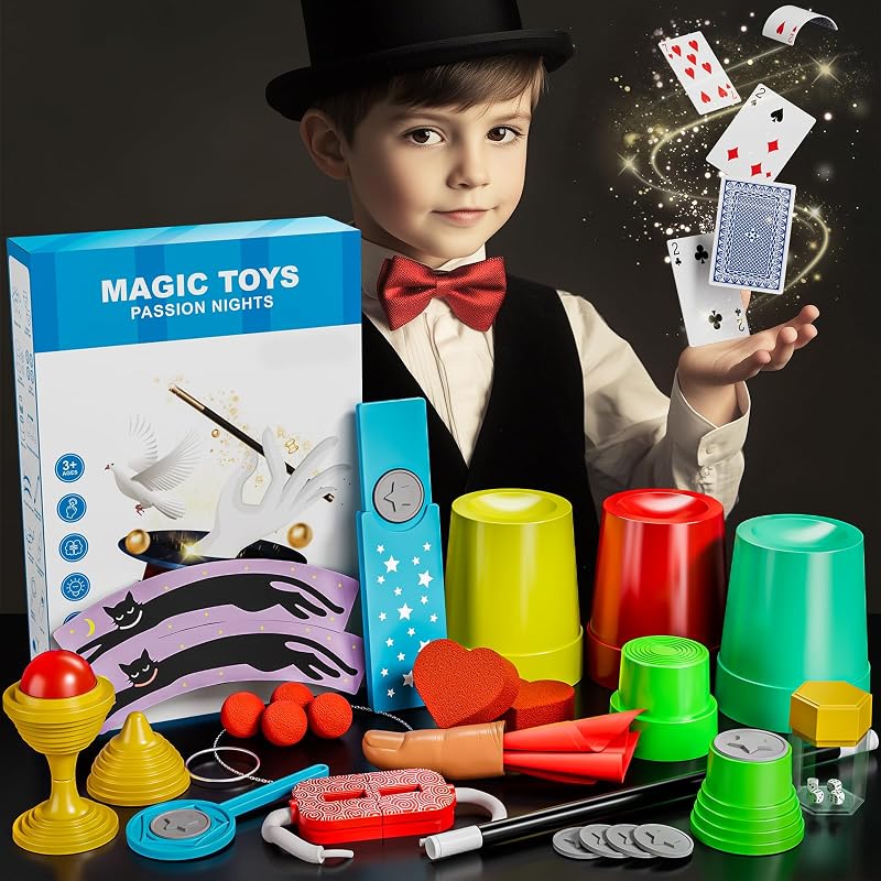 Magic Kit for Kids - 74 Magic Tricks Performance with Manual and Videos, Magic Gift Set for Boys 6 7 8 9 10 11 12 Years Old, Perfect for Boys Girls 6-8 8-10 10-12 Years Birthday Party