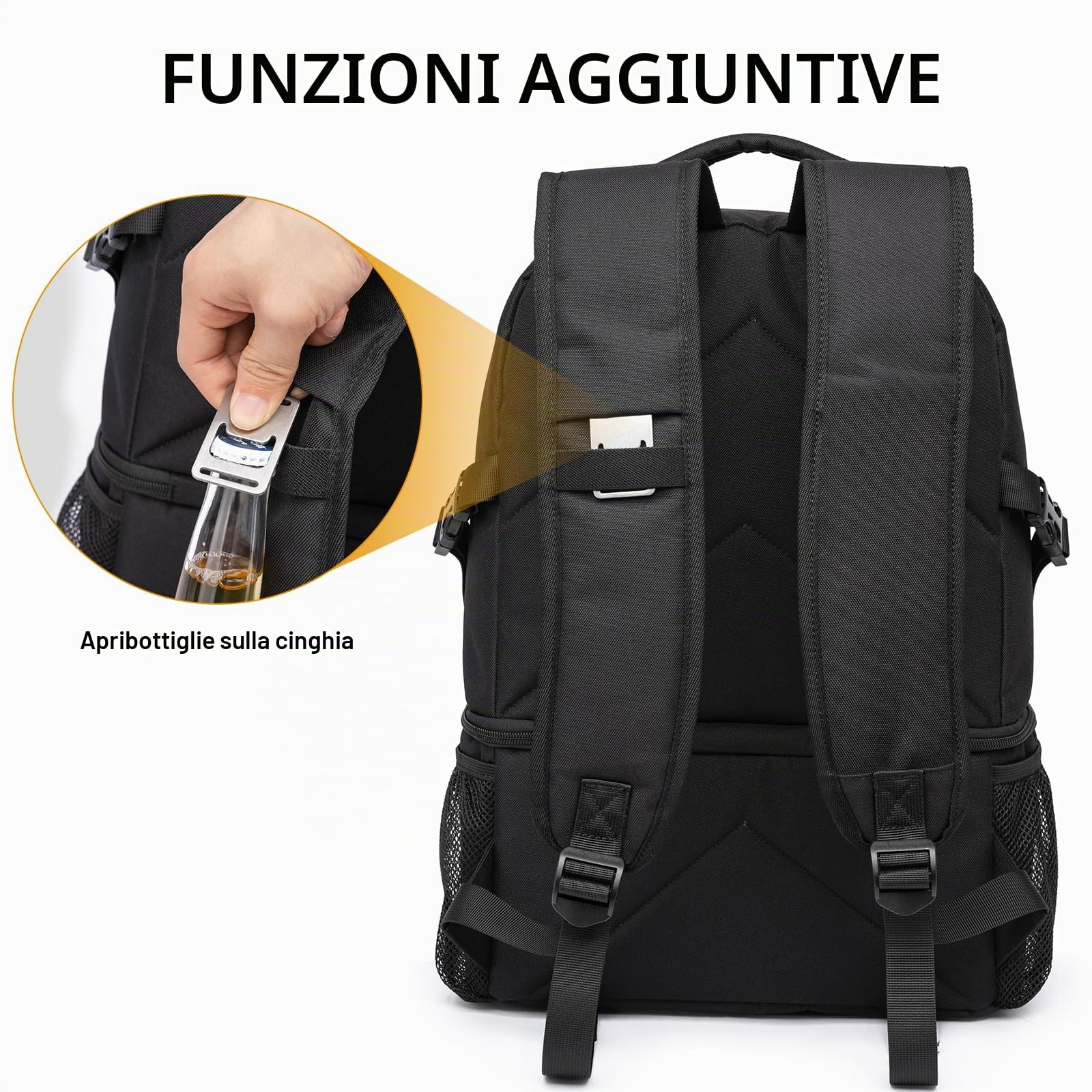 TUGUAN Zaino Termico Frigo 28 Litri Borsa Termica Porta Pranzo doppio ripiano con scomparto refrigerato inferiore Isoterma per Campeggio, Spiaggia, Picnic