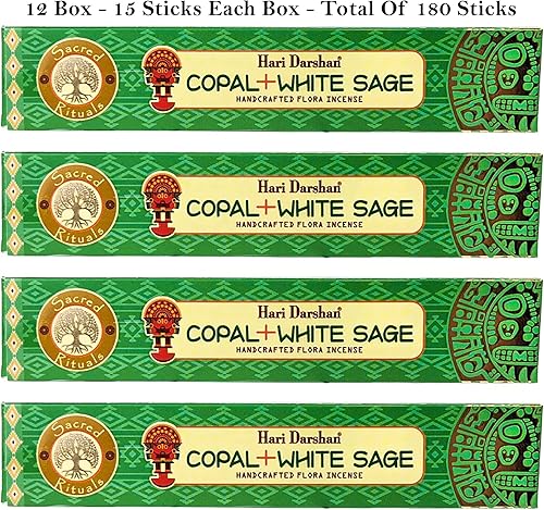 Miniatura 10 de Hari Darshan - Palitos de incienso hechos a mano de alta calidad 12 cajas x 15 varillas en total de 180 palitos ópalo Palo Santo