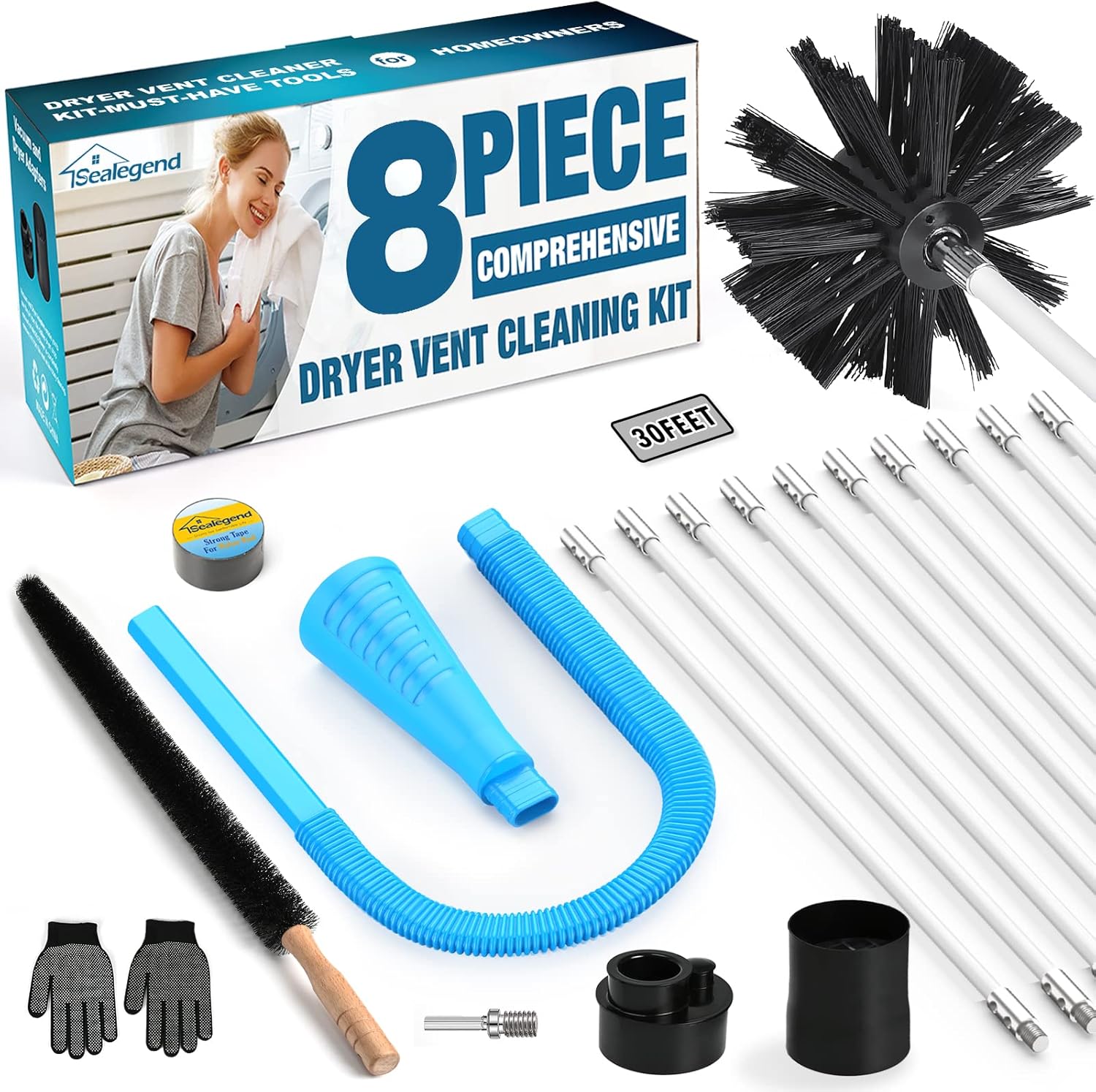 Sealegend 8Pieces Dryer Vent Cleaning Kit Omnidirectional Dryer