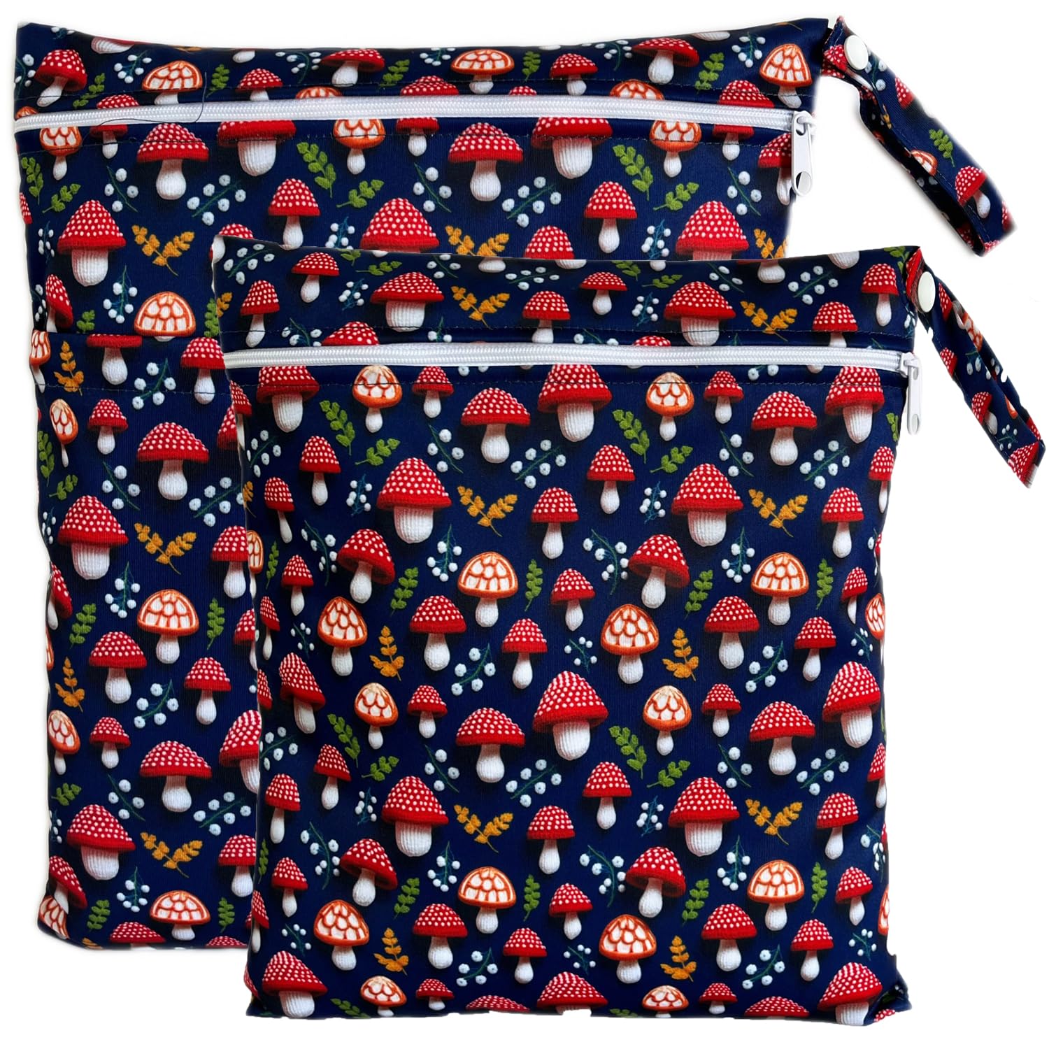 TRASUN Wetbag Nursery Wet Bag Nappy Bags Swimming Equipment Wet and Dry Changing Bag Pack of 2, Mushroom, 2er-Pack, Pack sack — image 1