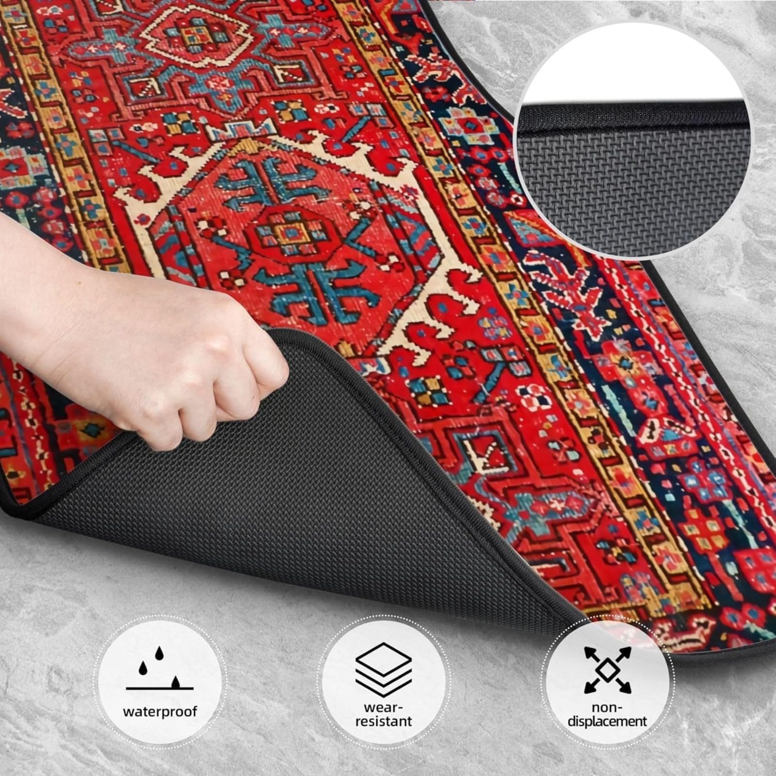 Car Floor Mats Non-Slip Set of 4,Turkish Persian Car Carpet,Bohemian Style Front Rear Carpets Mat,Decorative Car Foot Floor Carpets Rugs Auto Car Accessories Universal Fit for Car SUV Truck Van (M)