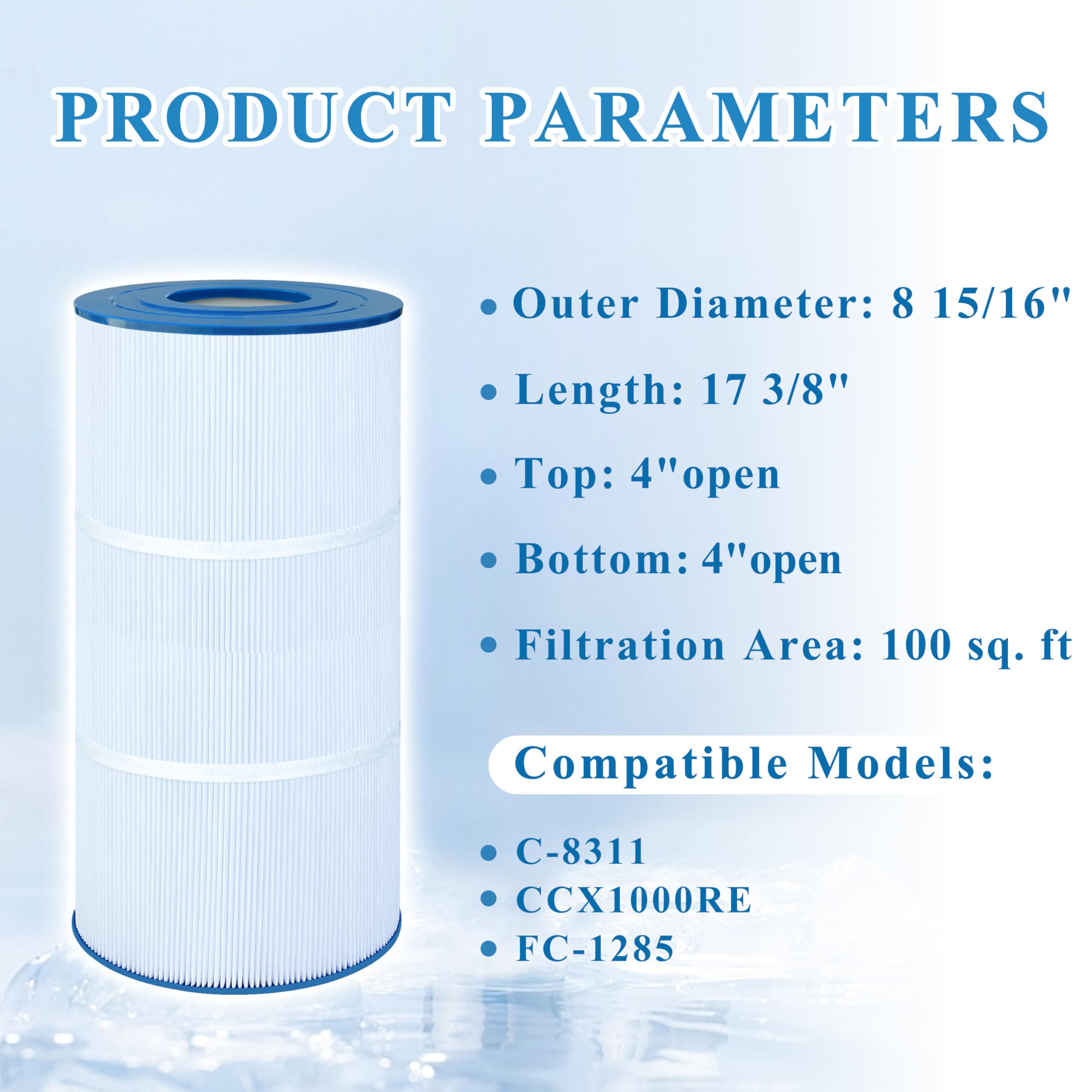 Chryseos Pool Filter Compatible with CCX1000RE, XStream CC1000RE, C-8311, PXST100, FC-1285, 1 Pack