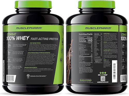 Miniatura 8 de MusclePharm Combat 100 suero de leche proteína de suero en polvo leche de chocolate 5 libras 67 porciones