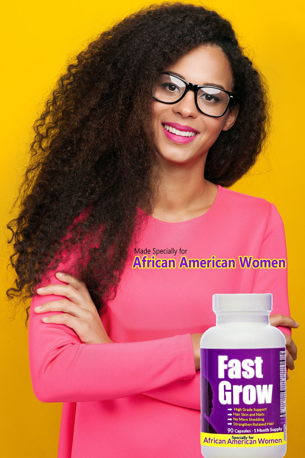 Fast Grow Ethnic Hair Growth Vitamins (2 Bottles) for Faster Growing