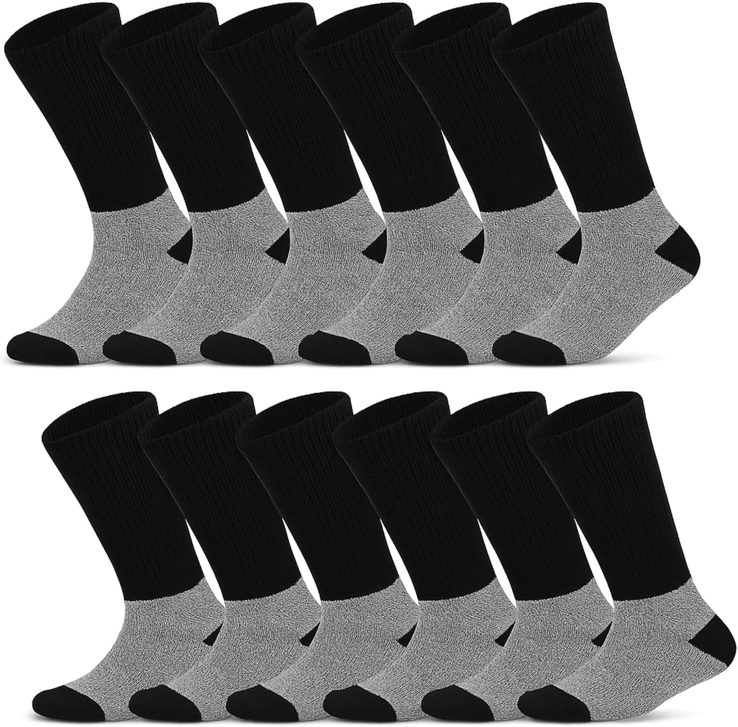 Diamond Star Thermal Diabetic Socks for Men & Women, Non-Binding Cotton Crew Socks for Comfort & Warmth, 3/6/12 Pairs Pack