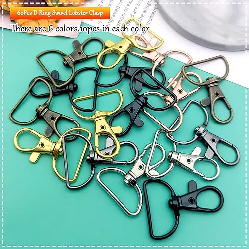 Miniatura 9 de 60 ganchos giratorios a presión, gancho giratorio de metal para llavero, suministros de manualidades, 1 pulgada (0.984 in) de ancho interior