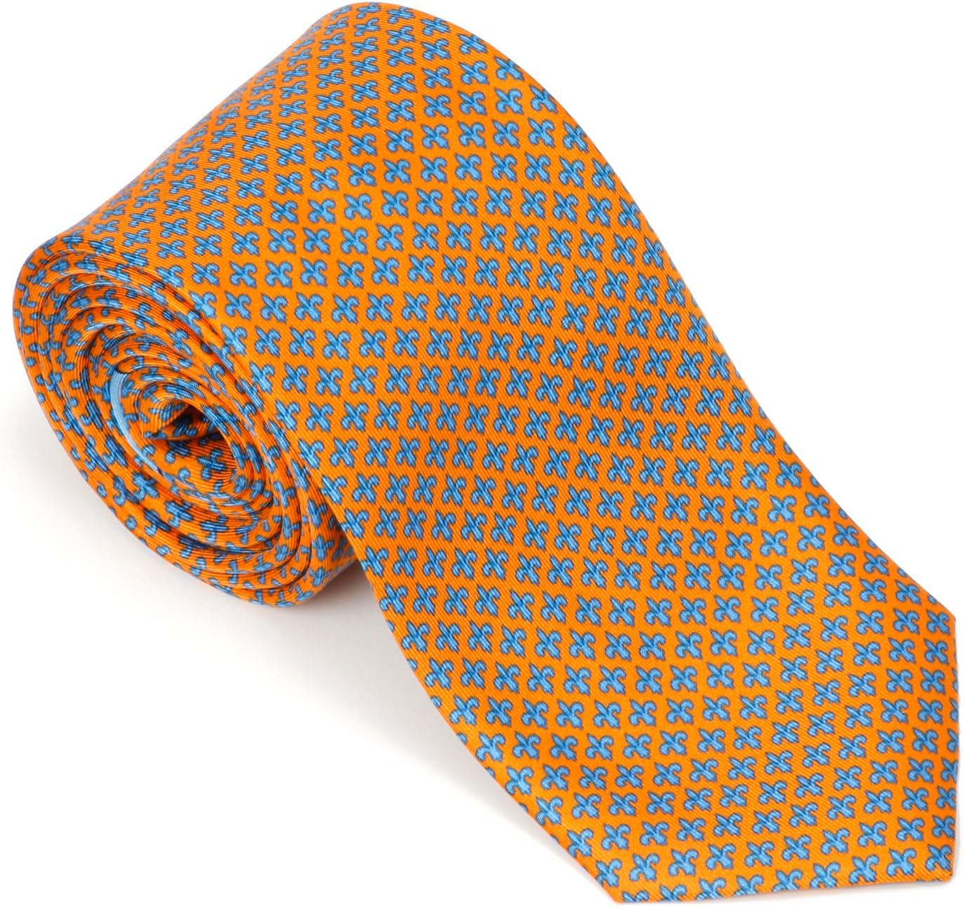 Gualtiero Argenti 100% Silk MADE IN ITALY designer Fleur de Lys print necktie (Yellow )