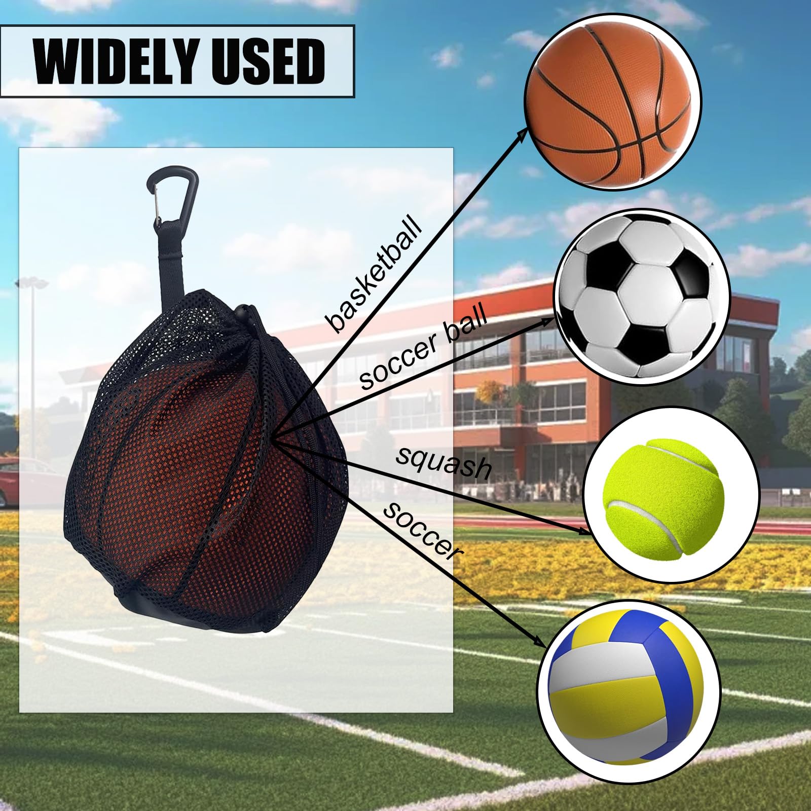 Sac De Sport Polyvalent - Bandoulière pour Ballon De Basketball, Football, Tennis - Accessoires Sportifs pour Enfants - Filet Basket - Cartable Garçon