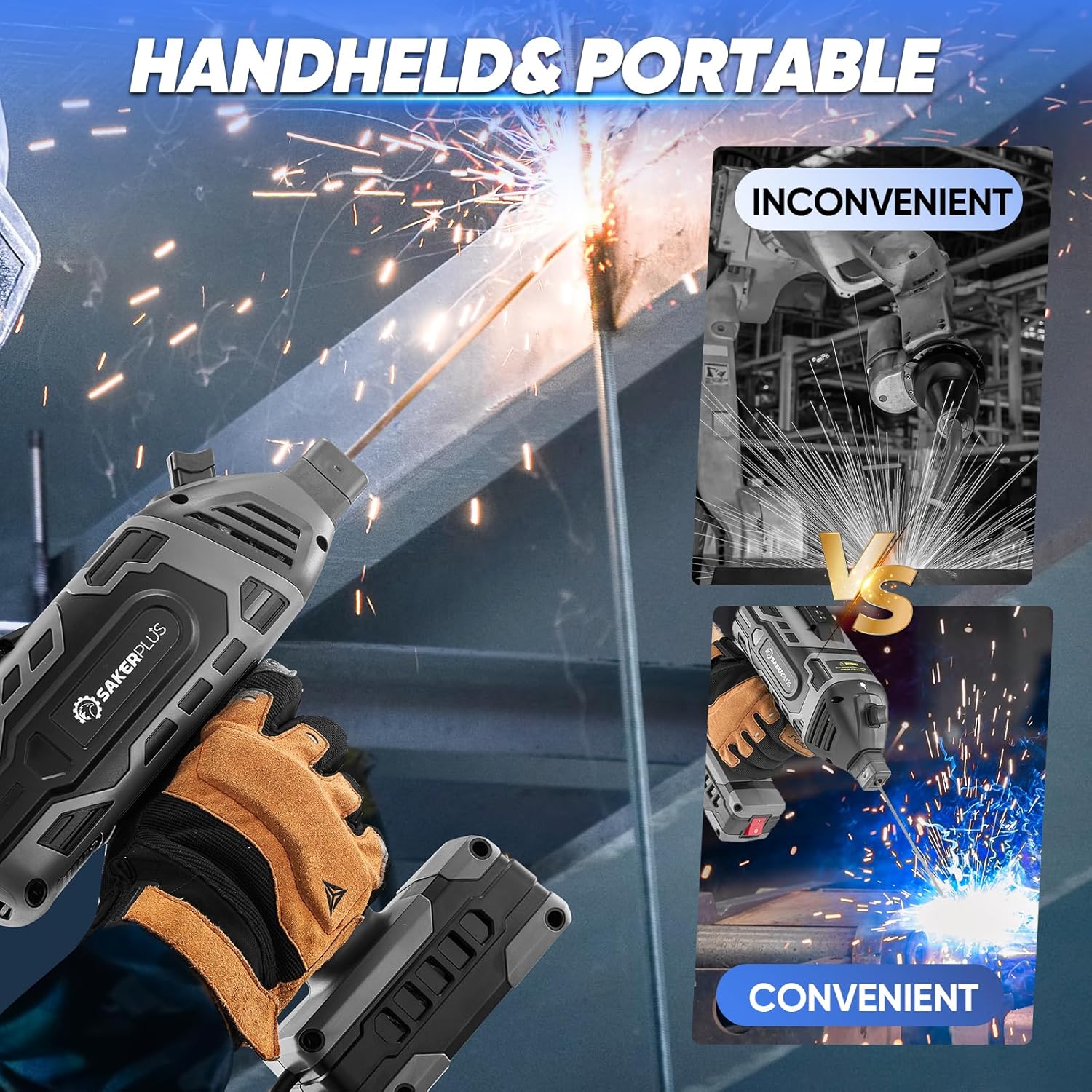 Portable Welding Machine, 110V IGBT Inverter Handheld Welder, ARC Portable Welder with 5 Variable Current Adjustment, 25 Pcs 3/32" Wire Rods, Welding Helmet, Carring Case Included