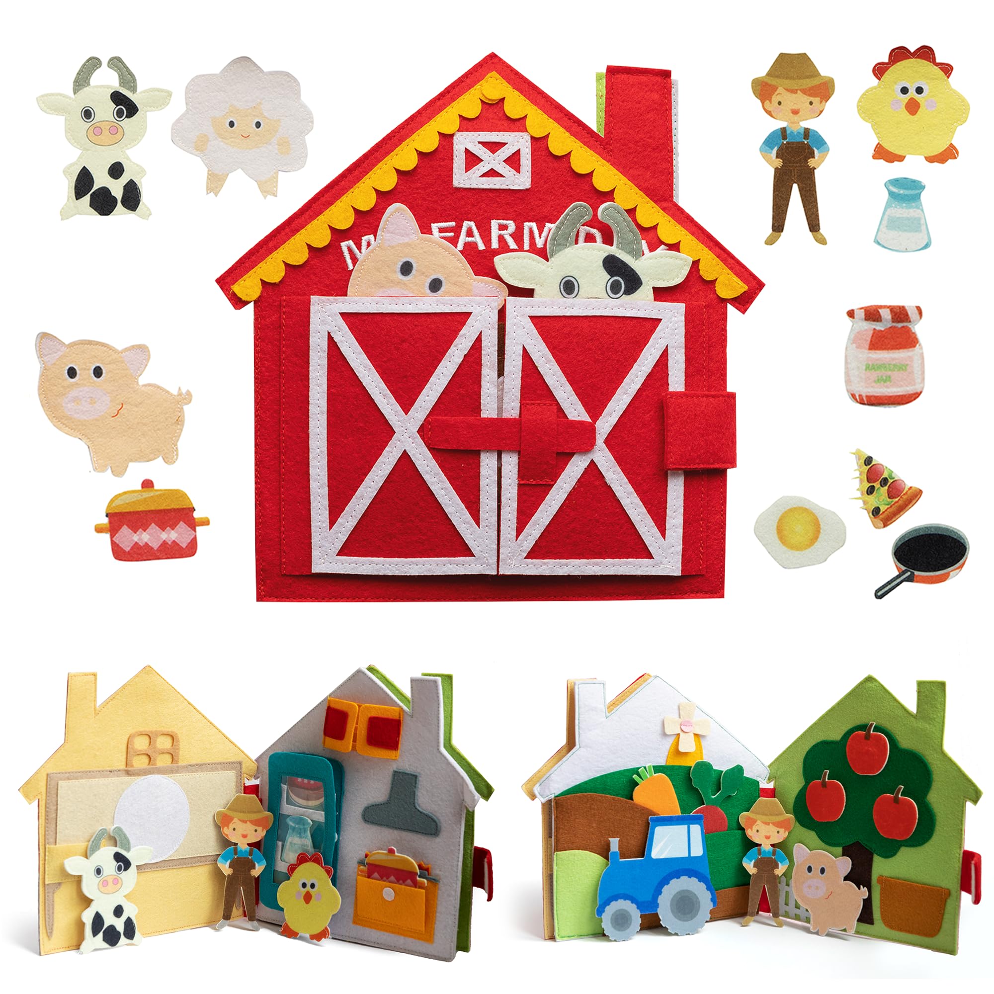 Set Tavola In Feltro Per Raccontare Storie - Gioco Sensoriale Bambini 3+ Anni - 36 Pezzi - 2