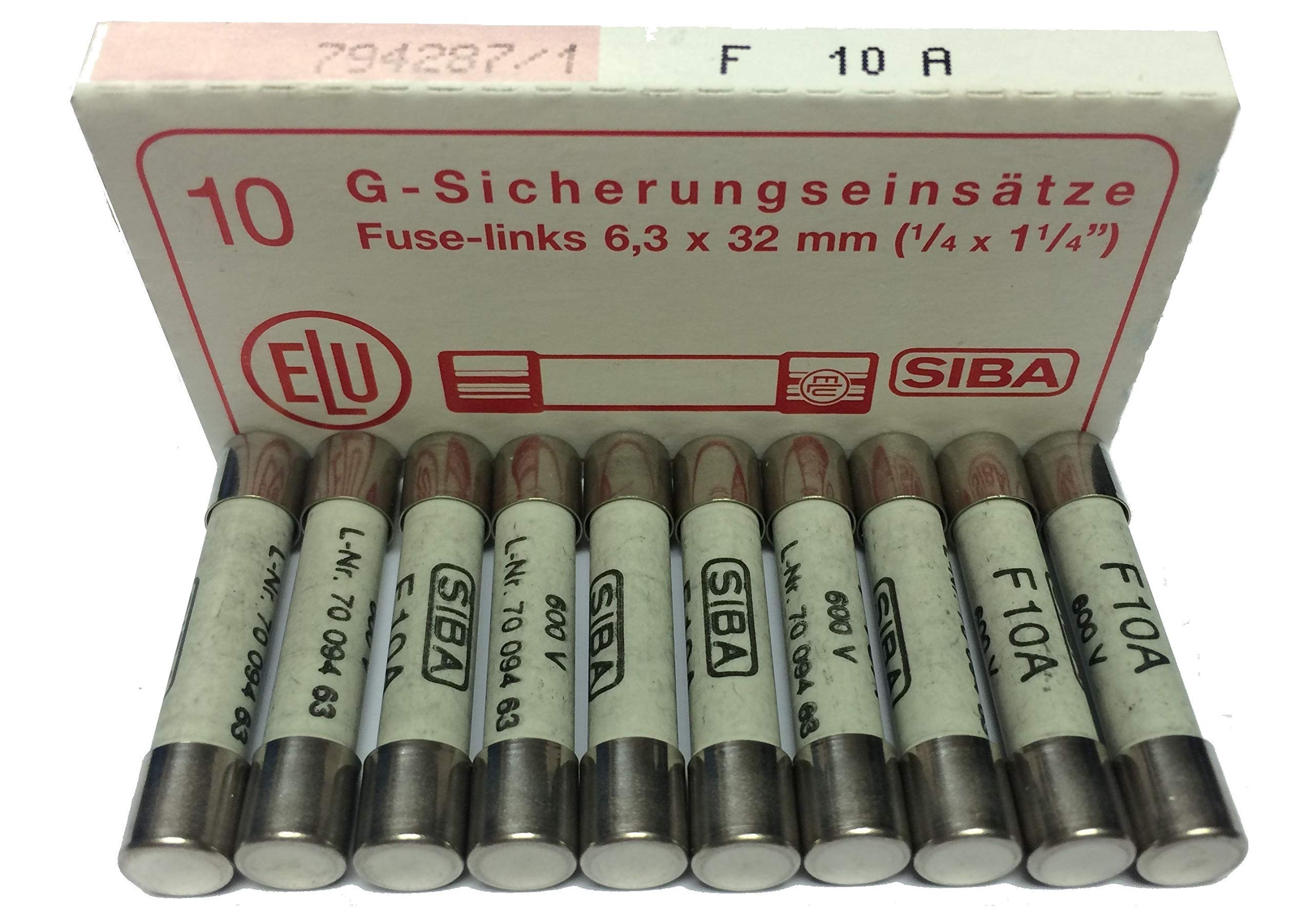 SIBA Fuse 7009463 70 094 63 70-094-63 10A 600V Ceramic Fuse JPSF010 (x10 Fuses)