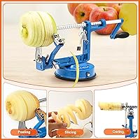 Vista 4 de Descorazonador pelador de manzanas, pelador de manzanas de hierro fundido cromado de larga duración con cuchillas de acero inoxidable y potente base