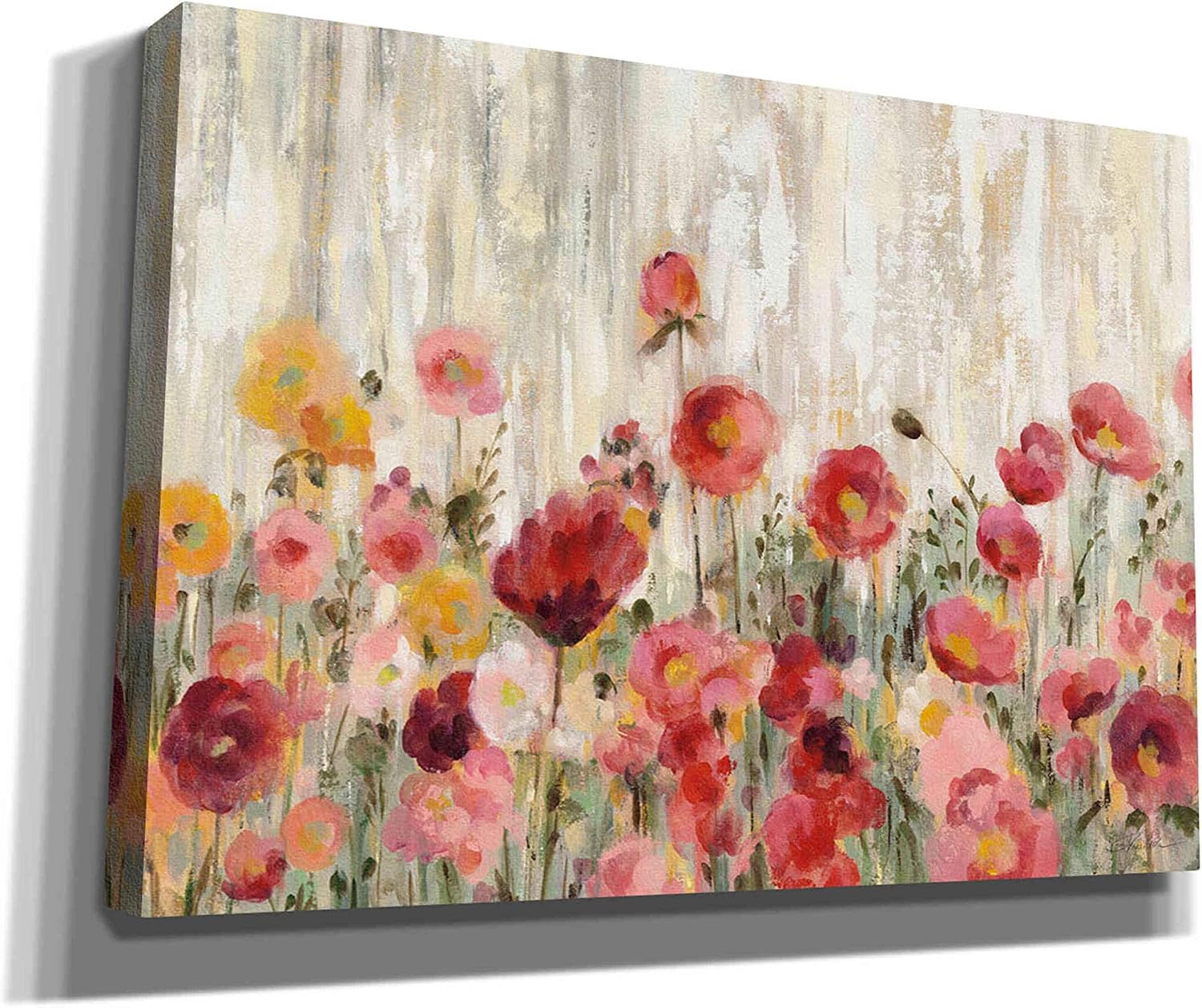 Epic Graffiti 'Sprinkled Flowers' by Silvia Vassileva, Canvas Wall Art, 26"x18"