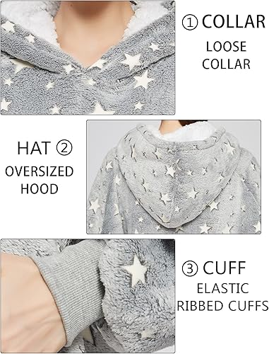 Miniatura 2 de Lzzidou Manta de gran tamaño con capucha para mujer, dos capas de franela acogedora Sherpa manta sudadera para adultos