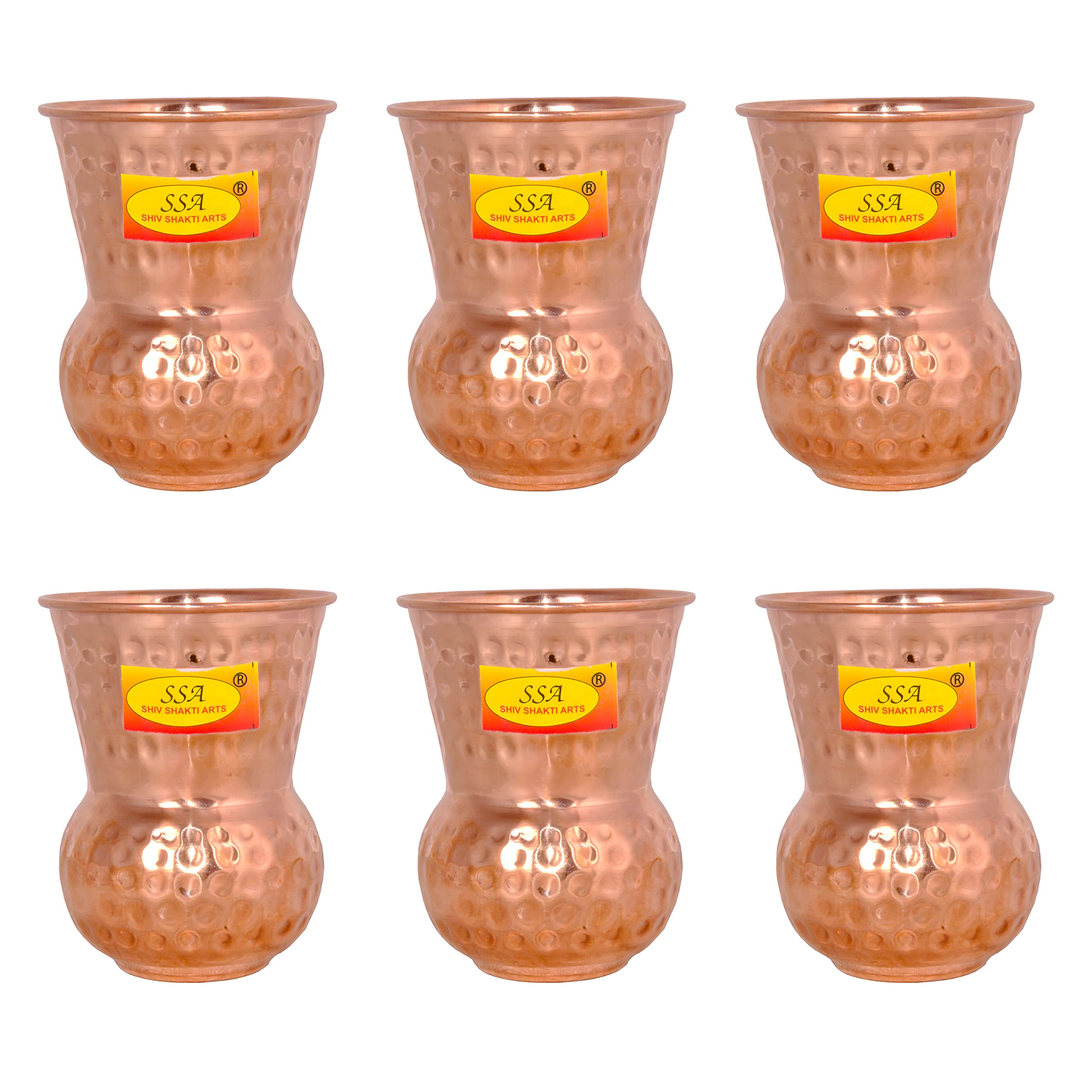 Shiv Shakti Arts Pure Copper Glass Tumbler Designer Matka Glass Use in Hotel Resturants Drinkware Hammer Matka Design