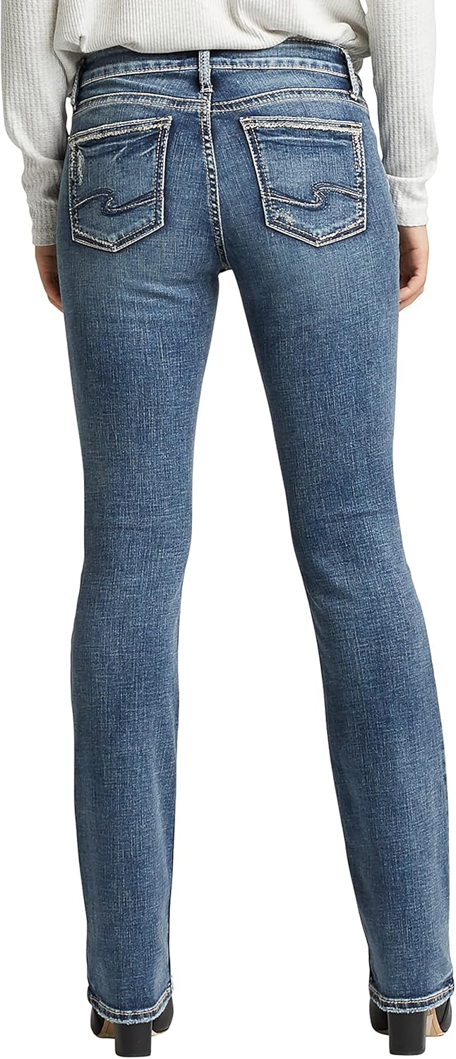 Silver Jeans Co. Women’s Elyse Mid Rise Comfort Fit Slim Bootcut Jeans