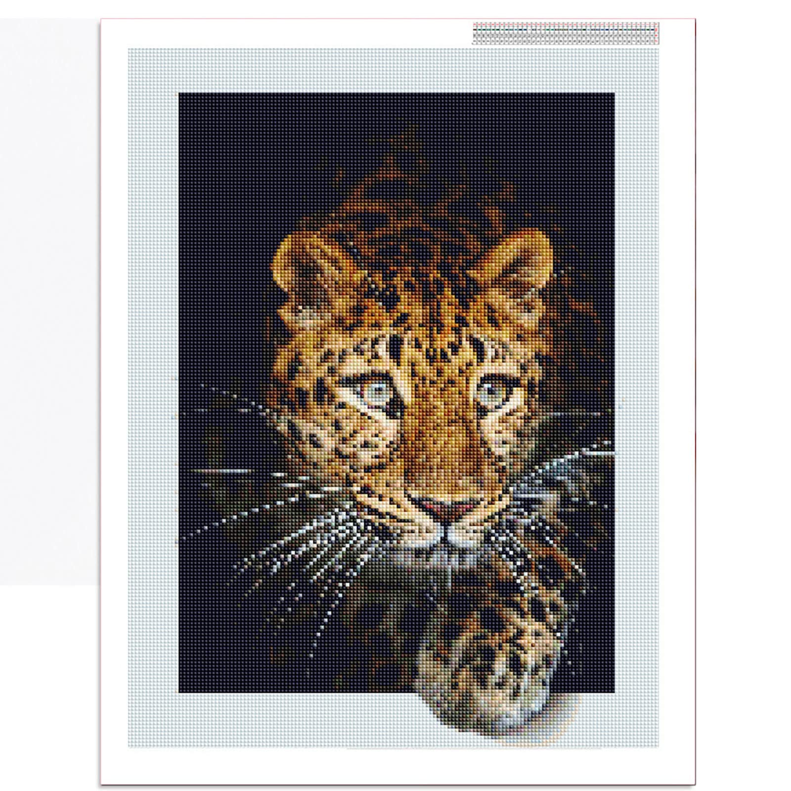 Instarry DIY 5D Broderie Diamant Grand Format Guépard Tableau Decoration Murale Chambre 90x60 cm