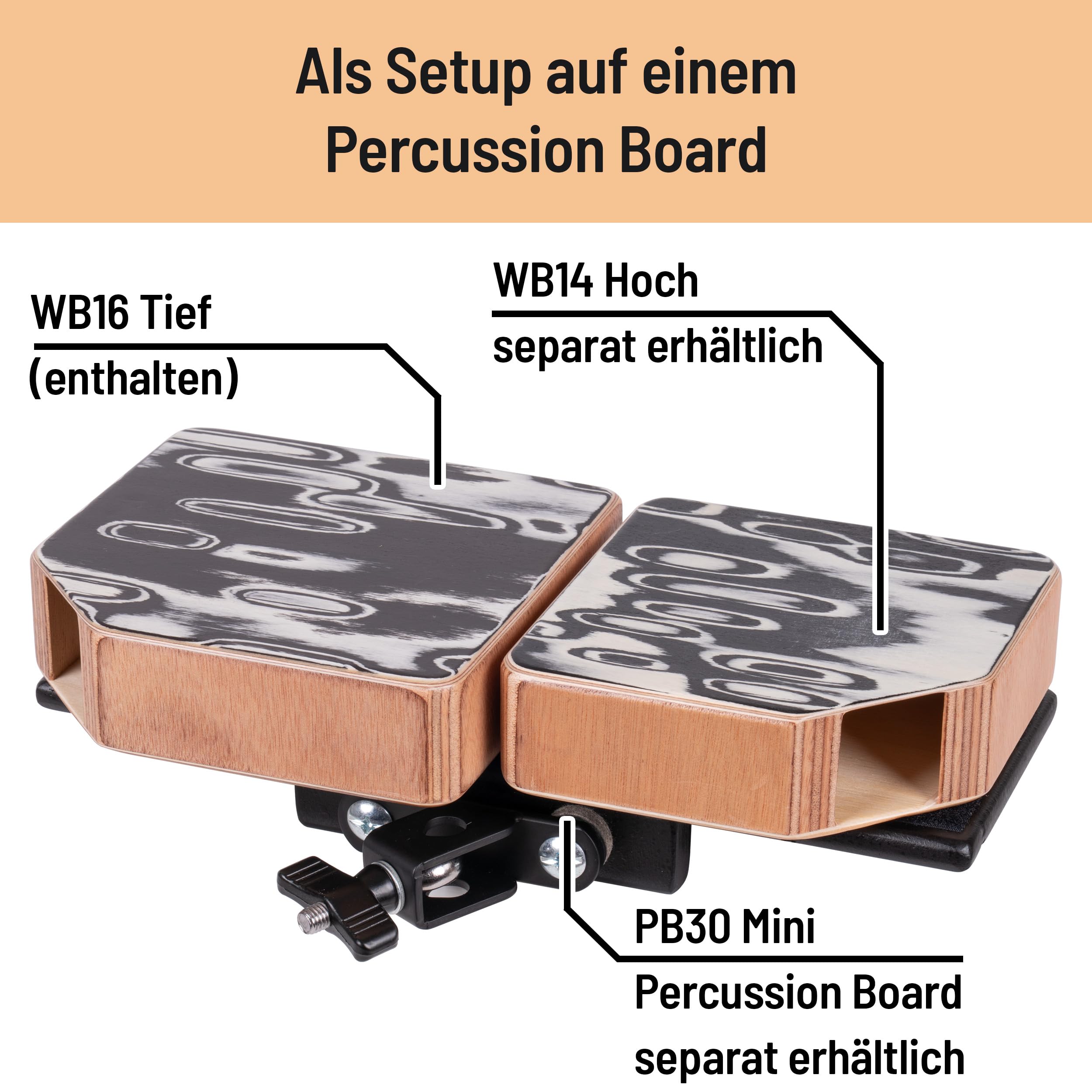 Schlagwerk WB16 Pocket Bongo Profundo – Bongo ultracompacto de madera de Gabón – Complemento de cajón – Complemento para batería – Dedo 15,5 × 15,5 × 4 cm – Ideal para percusión, estudio, vivo y calle