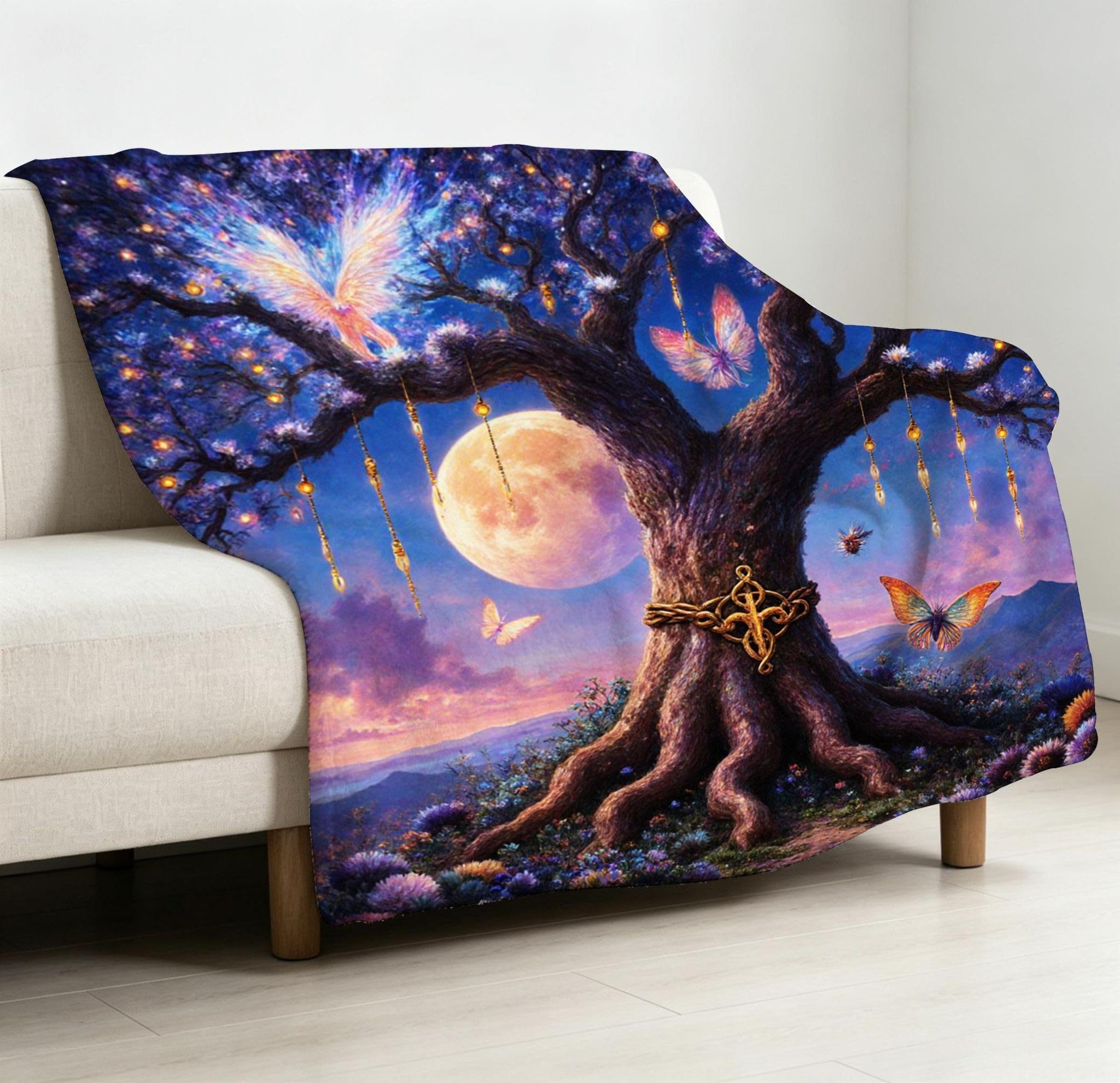 Manta Grande 180x220 cm Árbol Lunar Polar Franela Térmica-A120