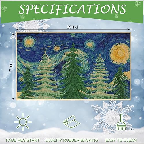 Miniatura 3 de Louise Maelys Tapete de bienvenida de Navidad, antideslizante, con diseño de pájaros y cardenales de invierno, para patio, cocina, interior,