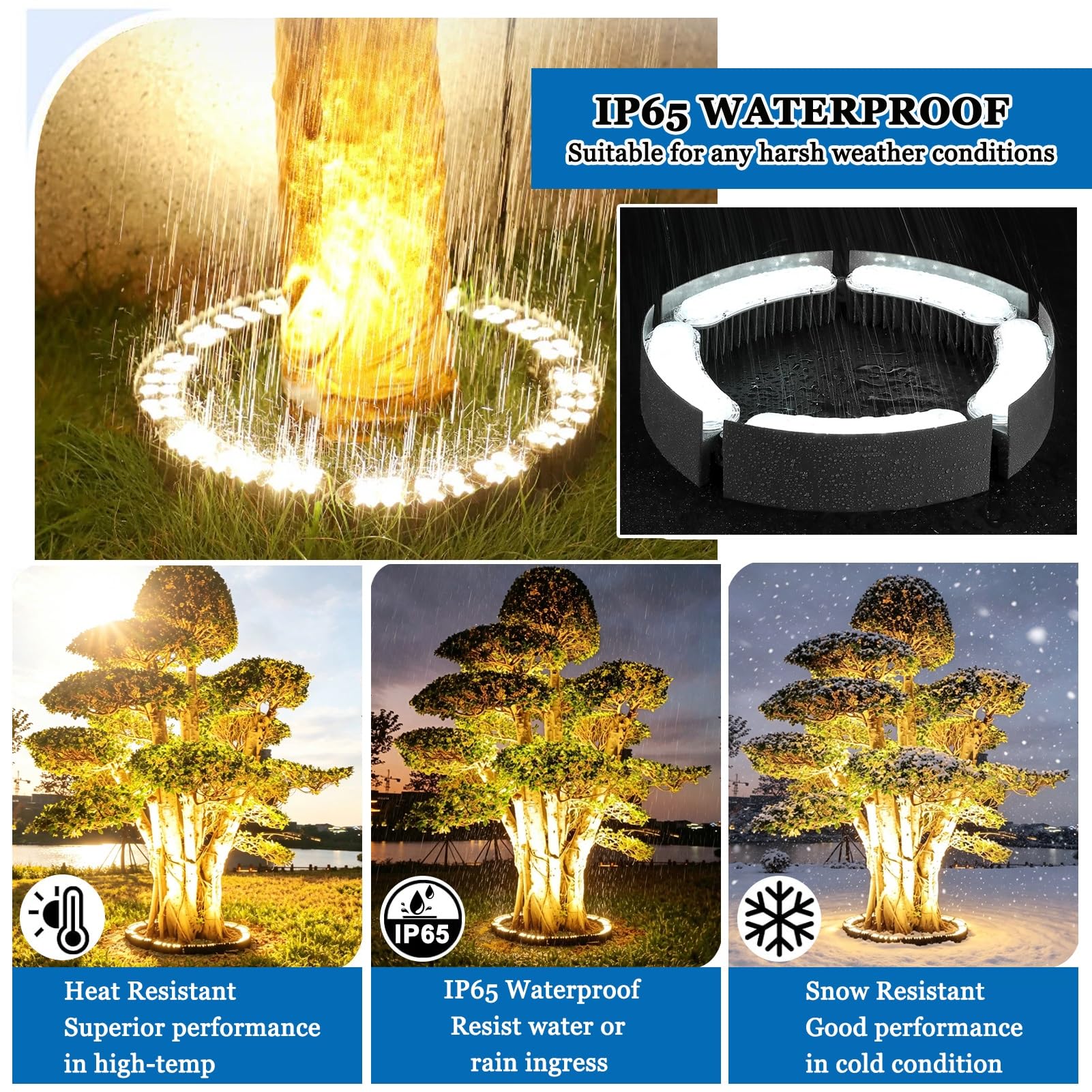 Luz De Anillo De Árbol LED De 24 V CC Con Transformador, Iluminación De Árboles Al Aire Libre A Prueba De Agua IP65, Foco De Bajo Voltaje Para Luz De Paisaje(Cool White,7 lights)