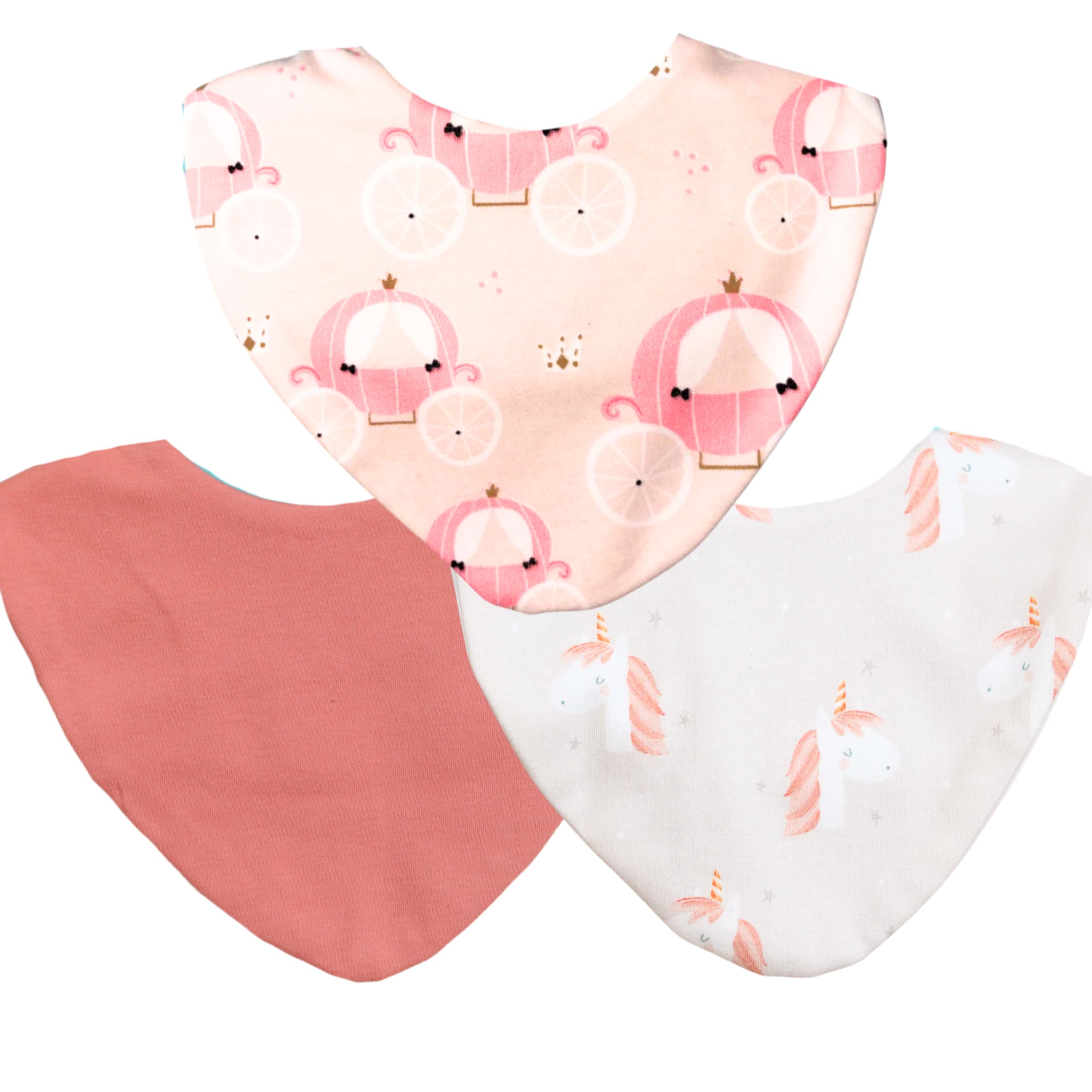 Bibbilyboo Waterproof Baby Dribble Bib, 3 Pack, Baby/Toddler - Highly Absorbent & Naturally Antibacterial - Adjustable, Waterproof & Breathable Fabric - Award Winning Teething Bibs (Unicorn)