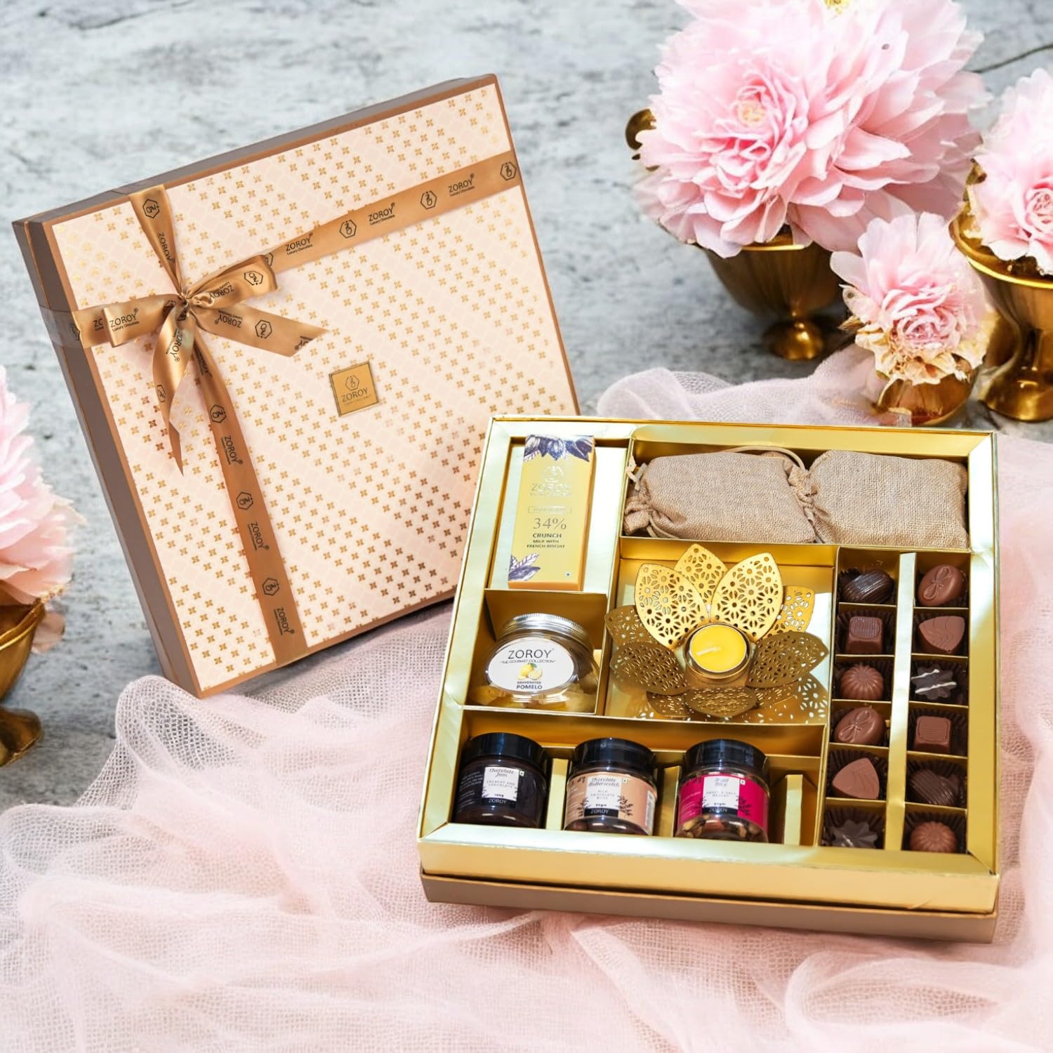 ZOROY Luxury Chocolate The Elegance Gift Hamper of chocolates, dried fruits, assorted Goodies For Celebration Rakhi | Diwali | Birthaday | Valentine | New Year | Corporate Gifts For Employees - 505gms (B08HR8PCJ4) Amazon Price History, Amazon Price Tracker