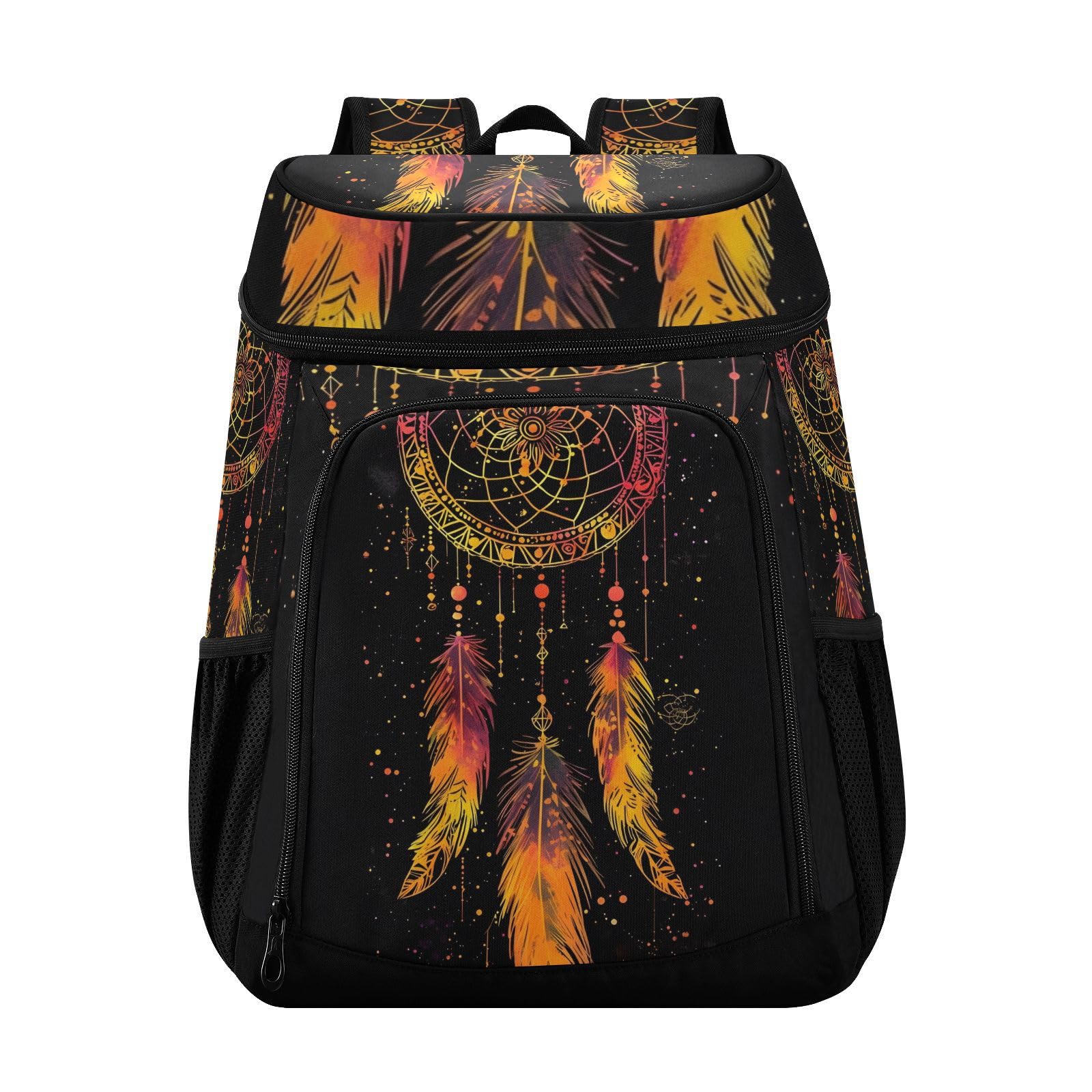 Dreamcatcher Galaxy Yellow Cooler Backpack Cooler Insulated Leak Proof Lunch Backpack 36 Cans Waterproof Soft for Men Women Picnic Hiking Camping Beach