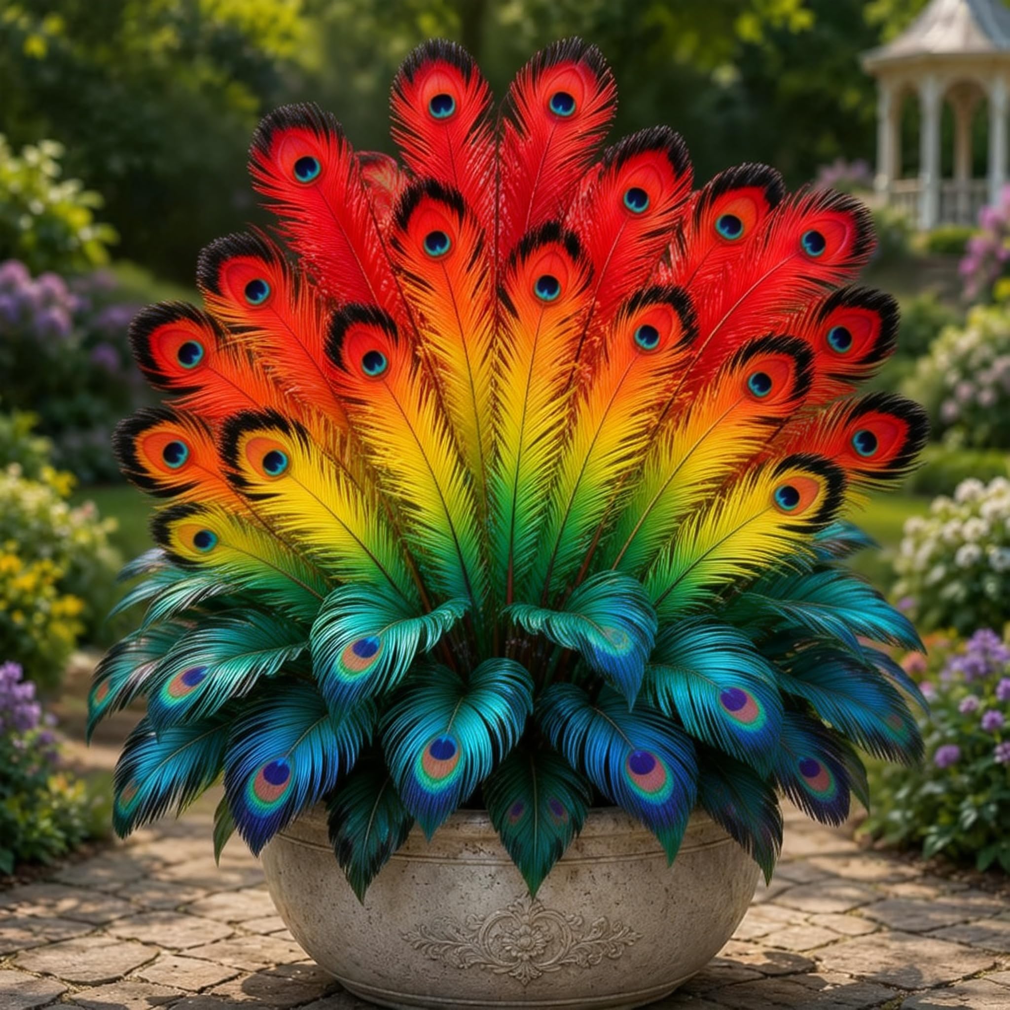 Peacock Flame Hosta Bulbs/Perennial/Multi/Colored Variegated Hosta Rhizome for Planting Now UK/Grow Well/Potted/Low Maintenance/Excellent Display-4bulbs-B