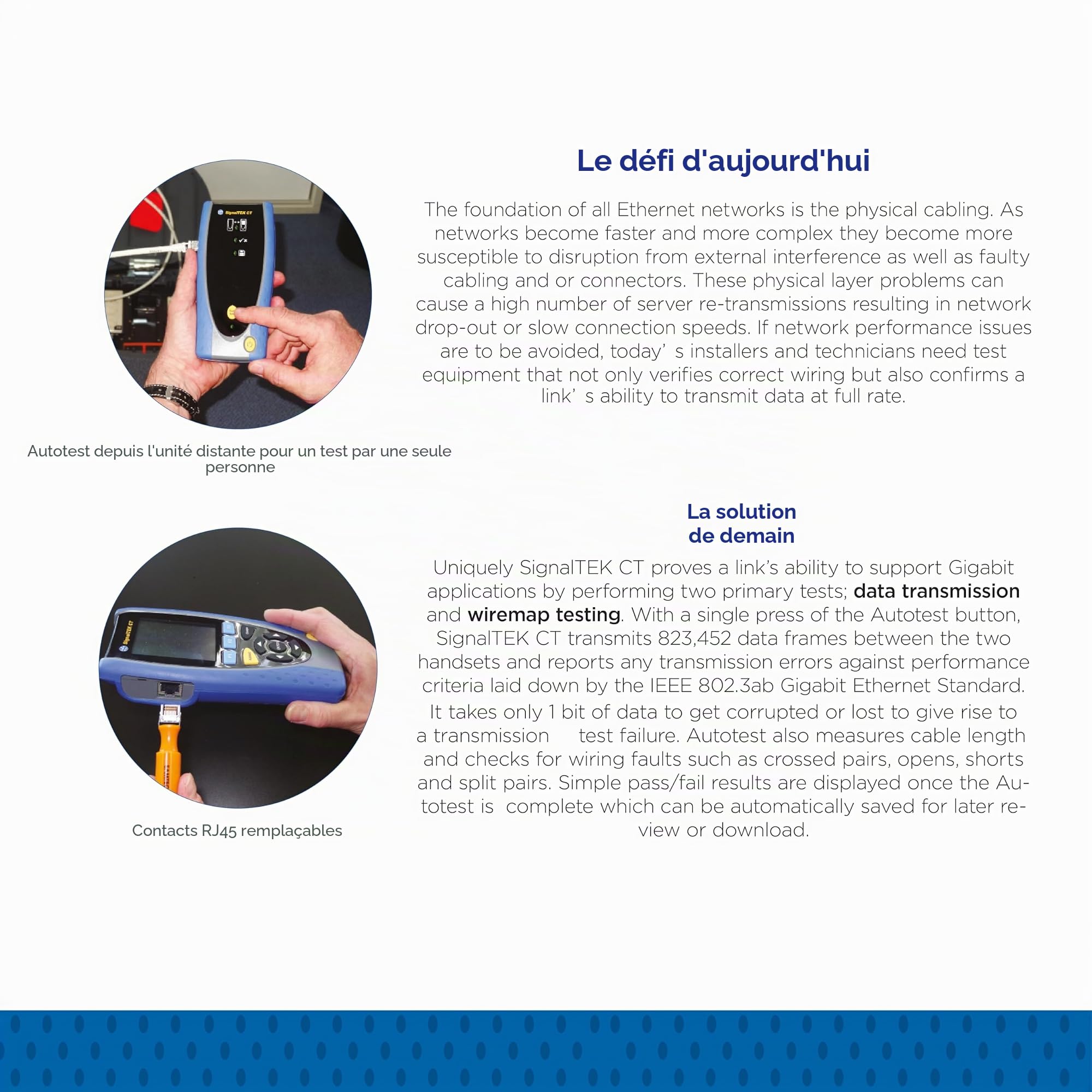 Écran tactile | Kit de test de transmission réseau et Ethernet | Dépannage des problèmes de câblage de données et de réseaux | Rapport PDF intégré