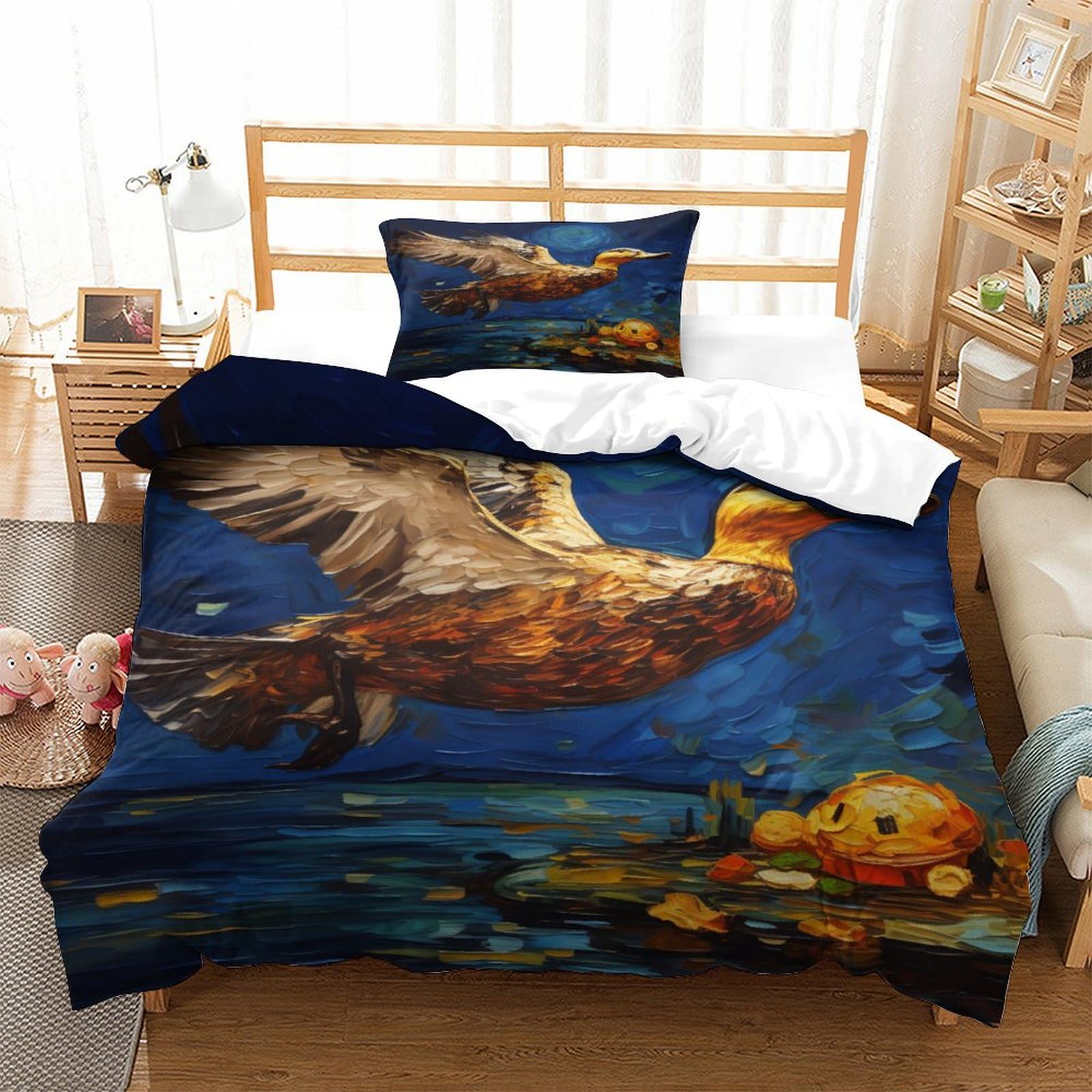 P1S9U7W5Y Artistic Birds 3D Printed Duvet Cover Set 3pcs Microfiber Flying Bird Bedding Set Single