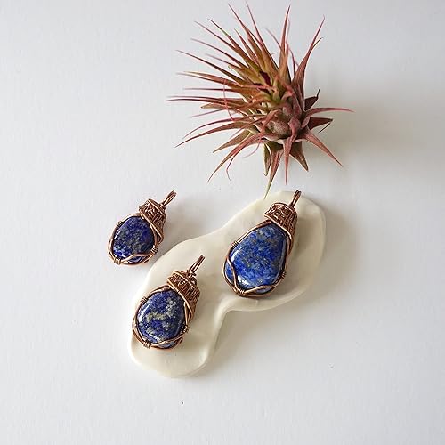 Miniatura 4 de Designs by Nature Gems Handmade Women’s Blue Lapis Lazuli Necklace 24 Inch Chain Antique Bronze, December Birthstone