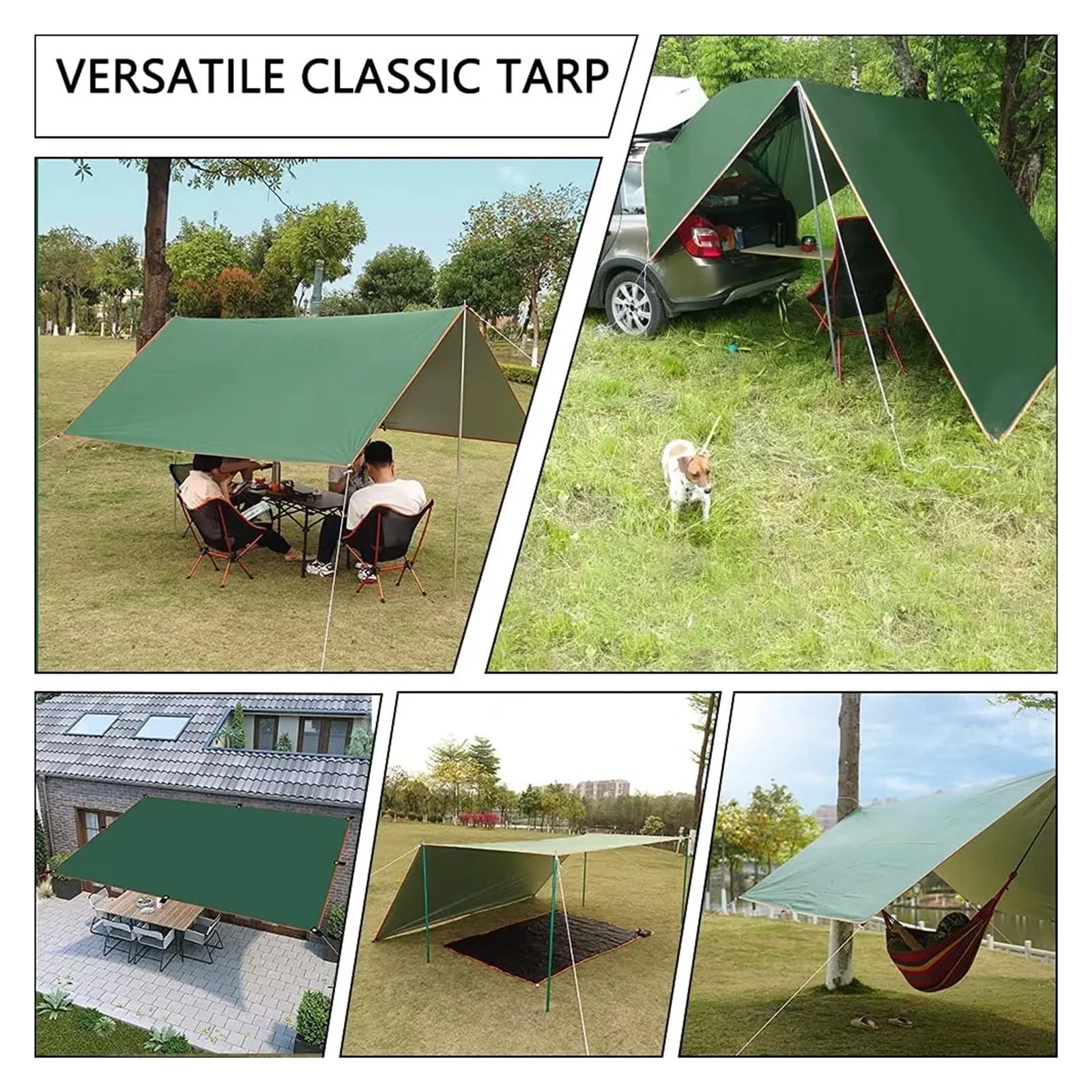 Bâche de camping imperméable pour touristique, auvent de jardin, de plage, pare-soleil d'extérieur ultraléger, abri de soleil, randonnée, randonnée (vert)