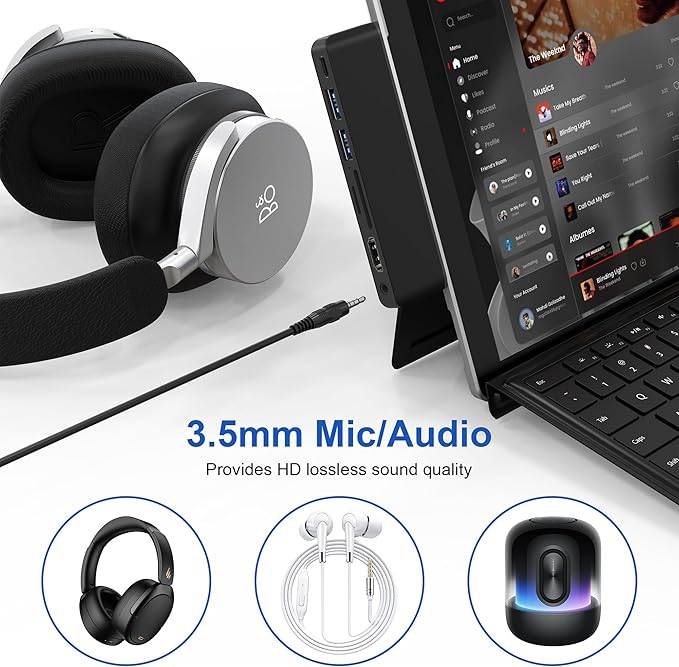 Hub USB-C Surface Pro 9/10/11 con Thunderbolt 4, HDMI 4K, 7 Puertos miniatura 7