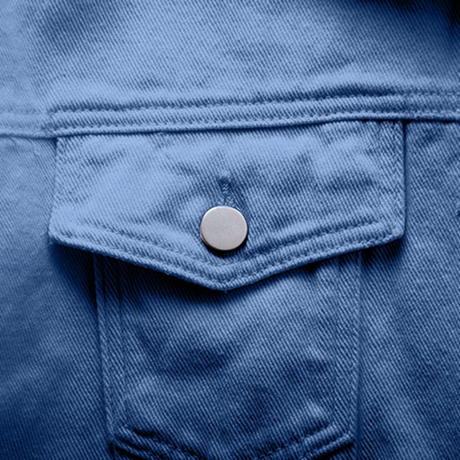 Generisch 2026 Chaqueta vaquera para mujer con bolsillos grandes Cierre de botones Diseño liso Abrigo corto para estilo versátil