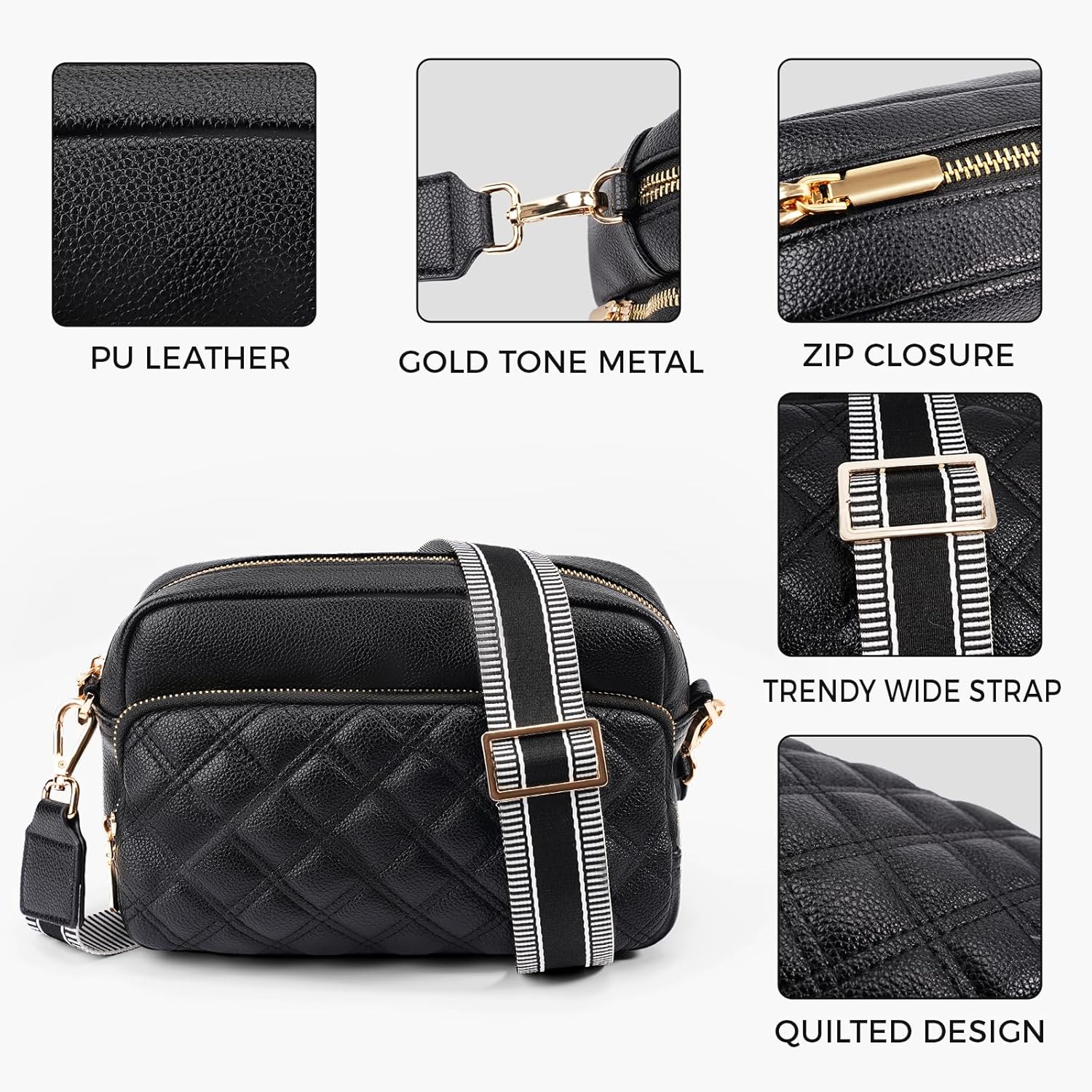 Small Crossbody Bag,Vegan leather Purses for Women Trendy, Quilted Crossbody Purse, Shoulder Handbag - Image 6