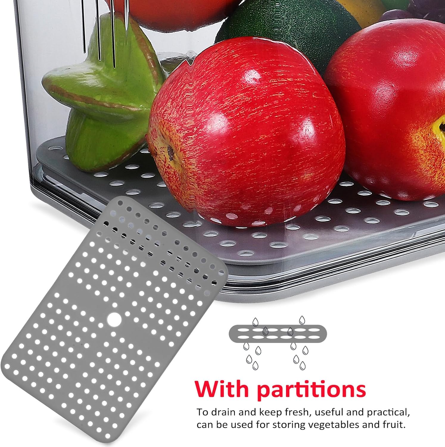 Hemoton Food Fresh Container with Timer Transparent Food Storage Box for Fruits and Breads Large Capacity Fresh-keeping Organizer with Four-sided Locking Design Easy to Clean Kitchen Supply