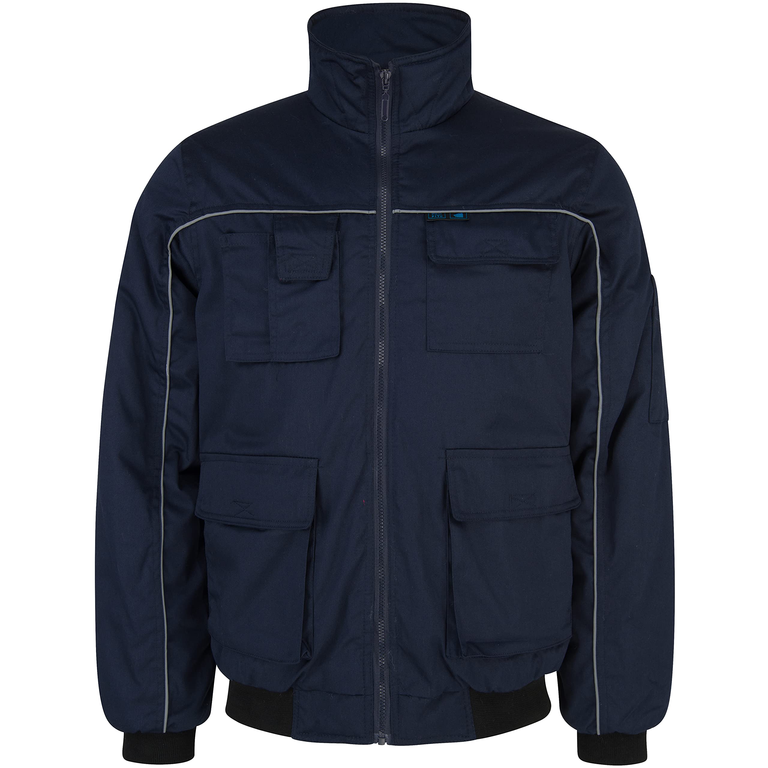 PRO FIT Profi Arbeitsjacke – Extra warme Jacke, Multitaschen & Hoher Kragen, Multifunktionale Arbeiterjacke mit Reflexstreifen, Unisex - Gr. S-XXL, Navy