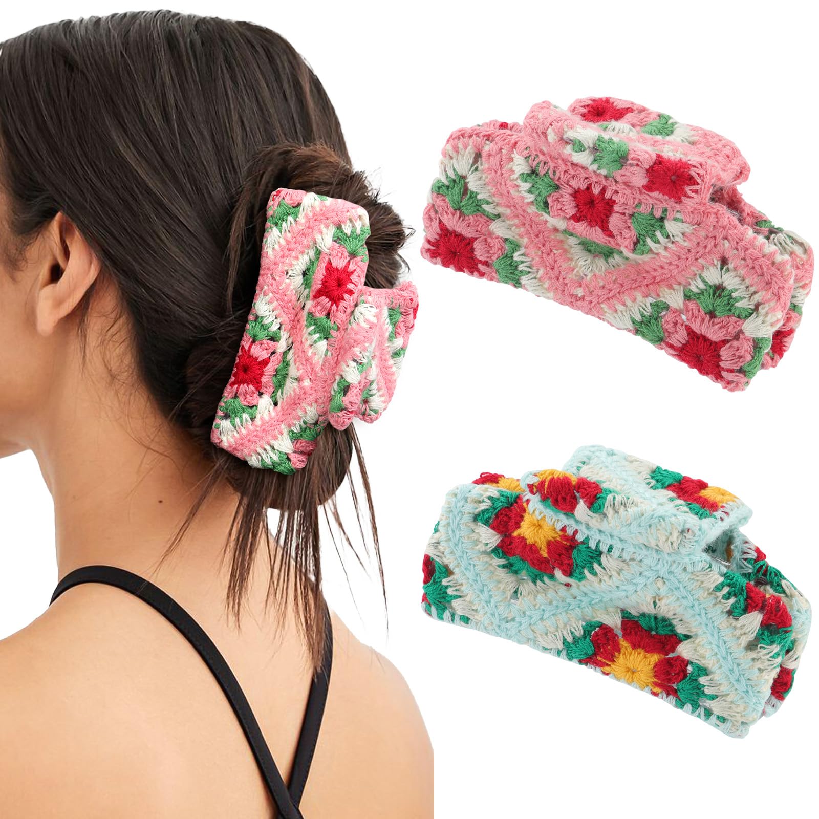 Amazon.com : HAIMEIKANG 2 PCs Cute Corchet Hair Claw Clips for