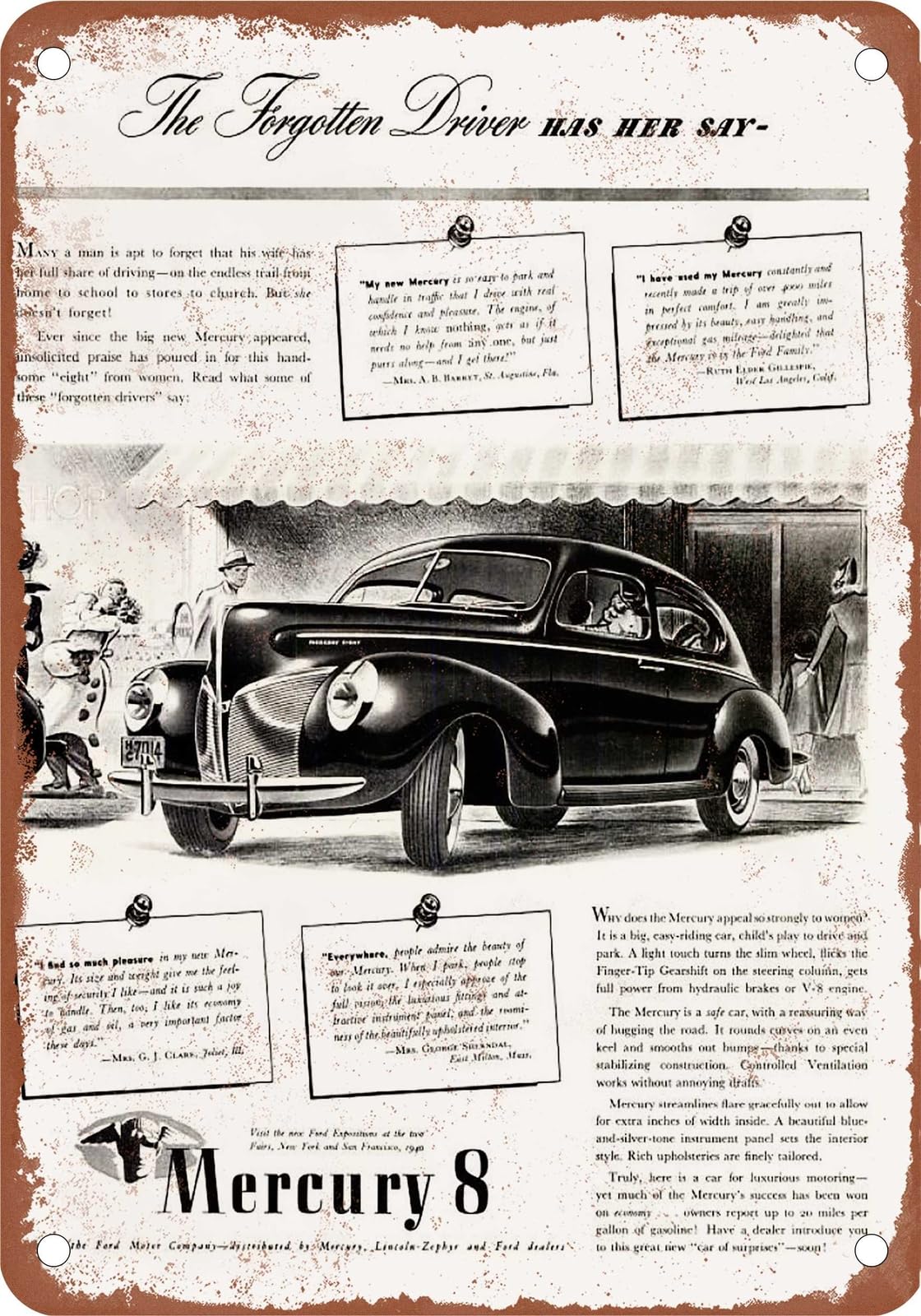 METAL SIGN - 1940 Mercury Vintage Ad 08 - Old Retro Rusty Look home decor