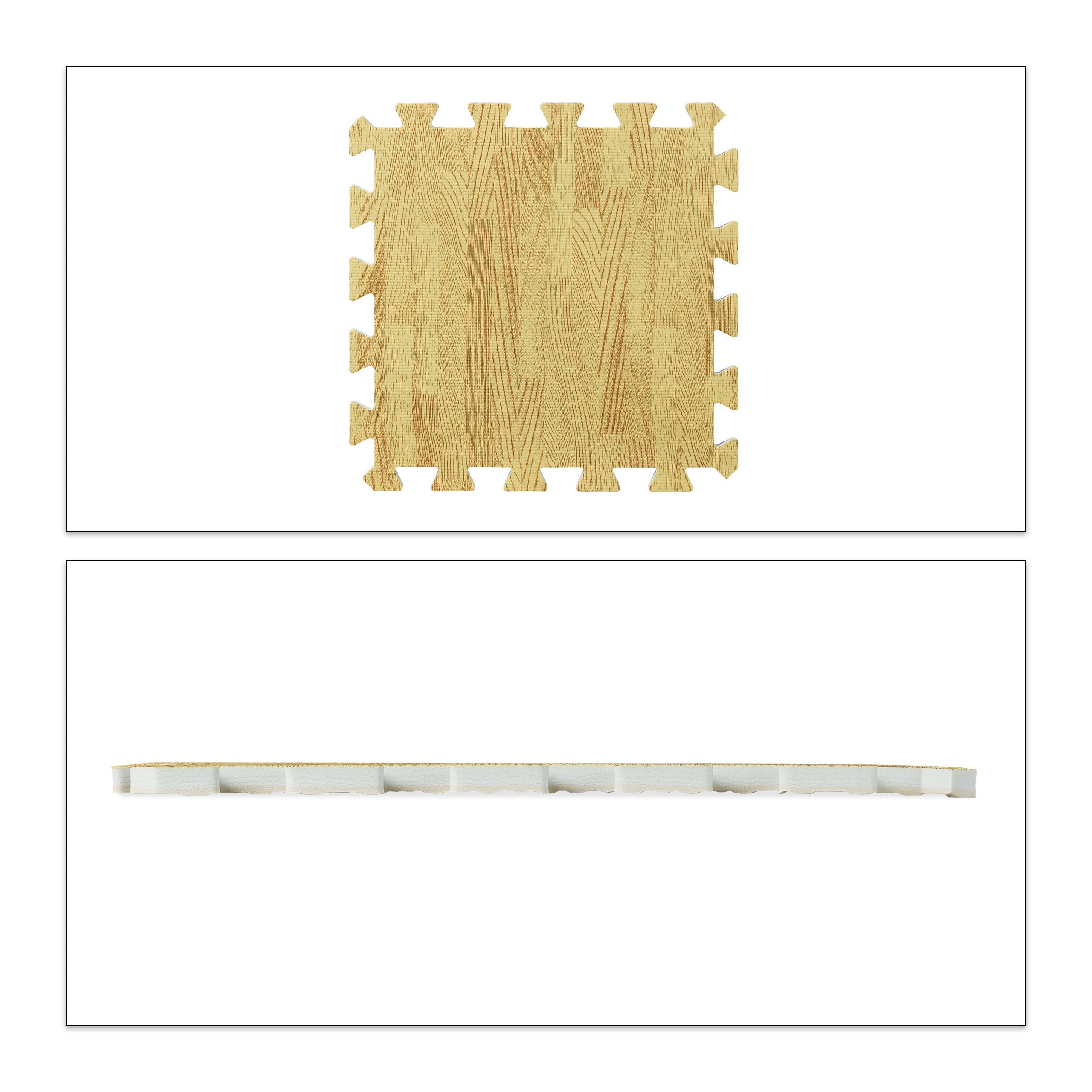 Relaxdays 9 tappetini puzzle per sport e fitness, schiuma EVA, senza BPA, effetto legno, diversi colori