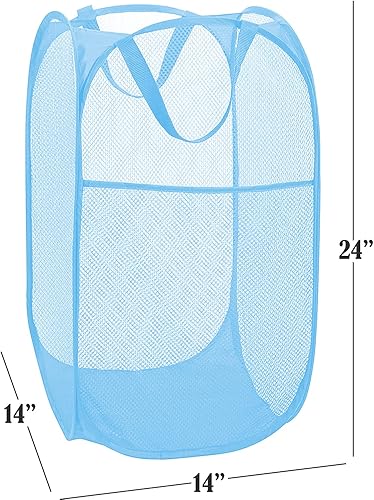 Miniatura 2 de BATTOO Cesta plegable de malla fuerte de lujo con bolsillo lateral plegable para lavandería, baño, habitación de los niños, dormitorio universitario