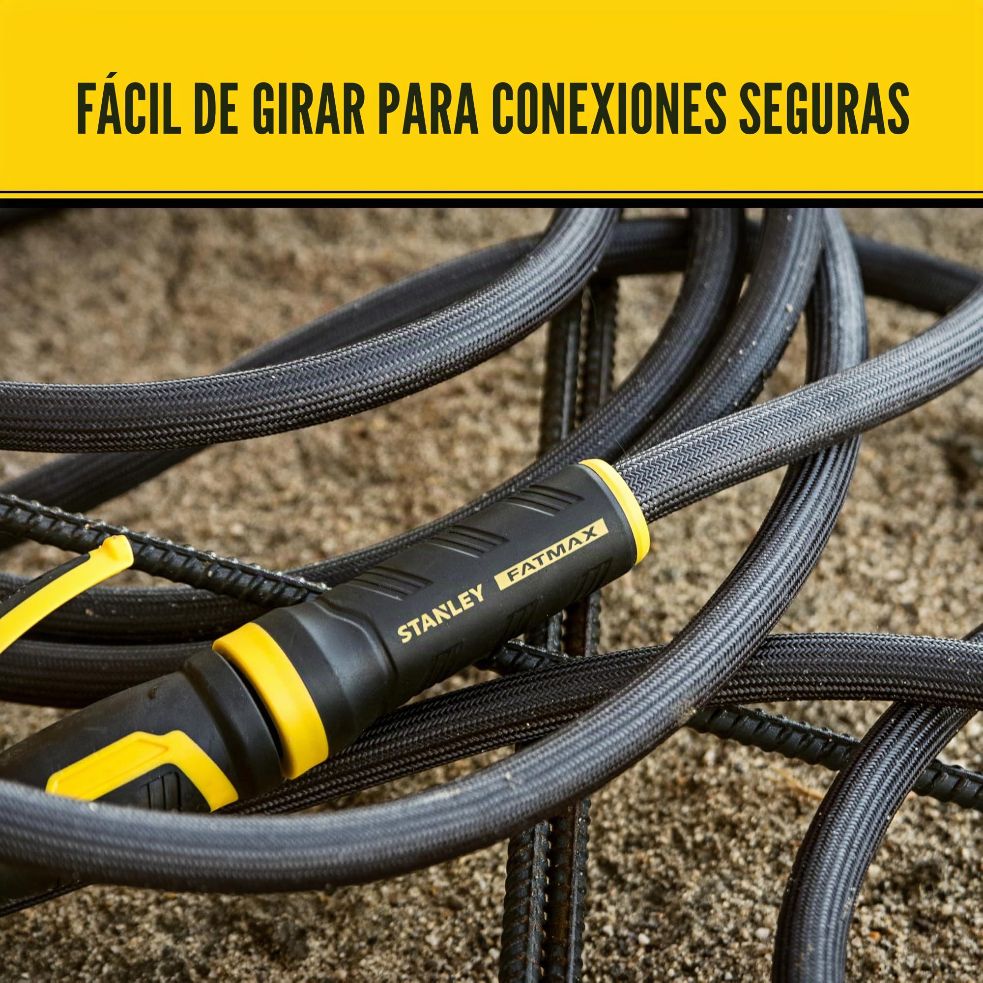 STANLEY BDS918504 Fatmax - Manguera de tela con acoplamiento giratorio de riego, 50 pies x 5/8 pulgadas, gris, 50 pies
