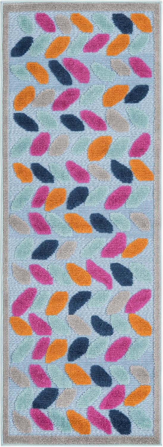 Rugs.com Aruba Outdoor Collection Rug – 6 Ft Runner Blue Low-Pile Rug Perfect for Any Outdoor Space, Hallways, Entryways