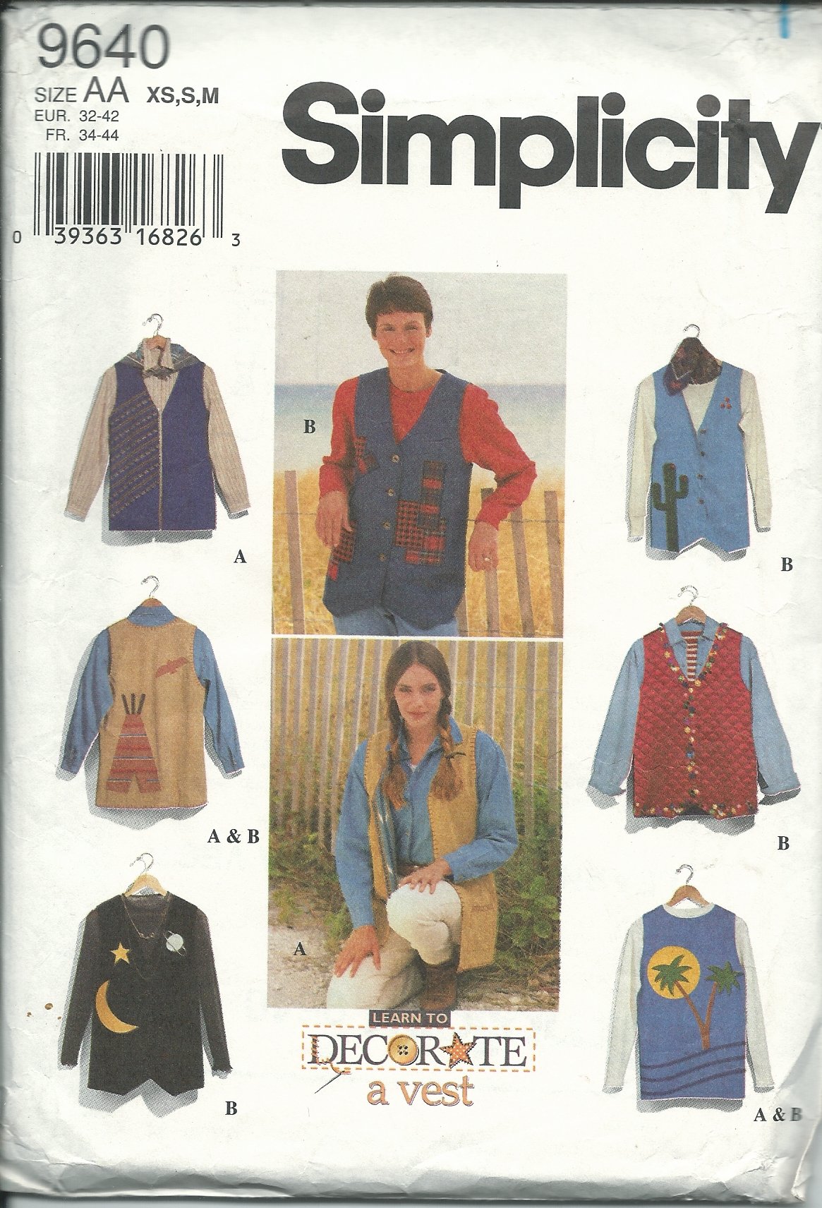 Patron Simplicity 7320 ajuster gilet doublé femme tailles XS à M facilement